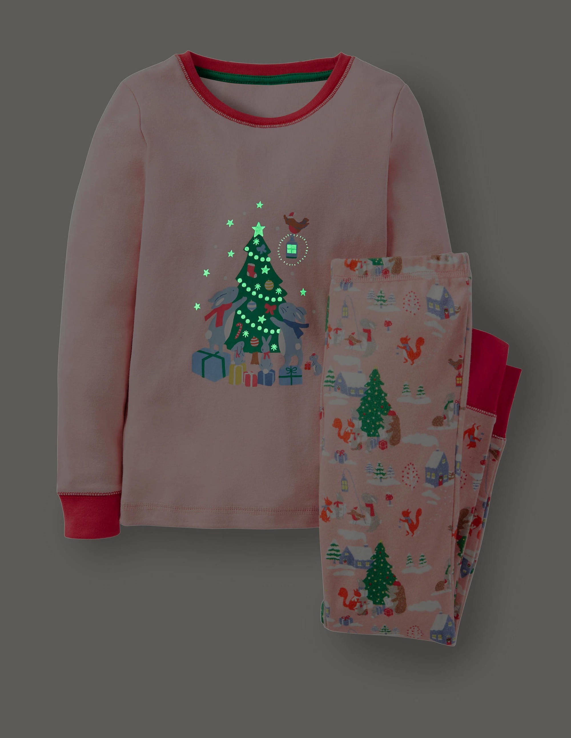 Snug Glow-In-The-Dark Pajamas-Boto Pink Woodland Christmas - Image 4