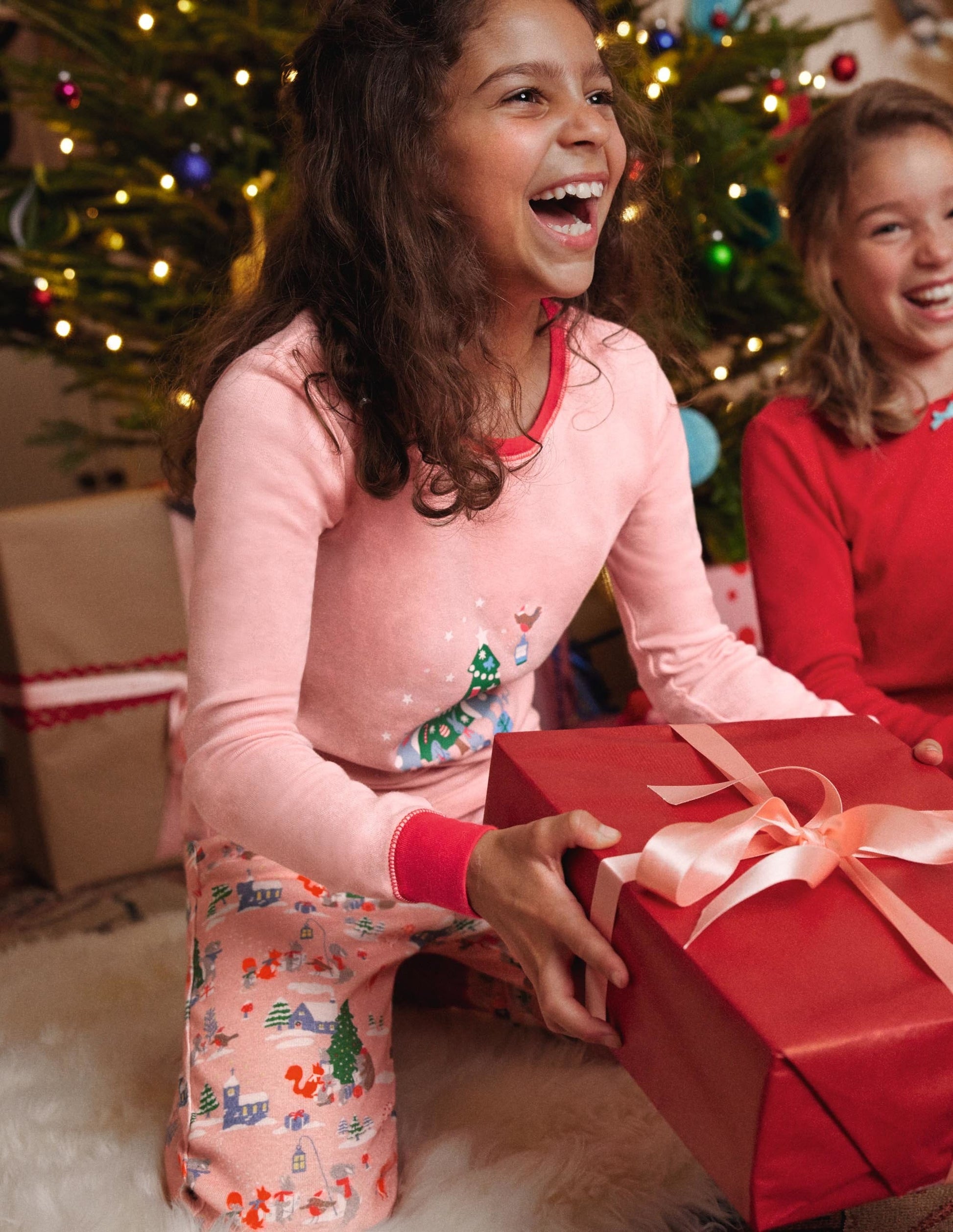 Snug Glow-In-The-Dark Pajamas-Boto Pink Woodland Christmas-5