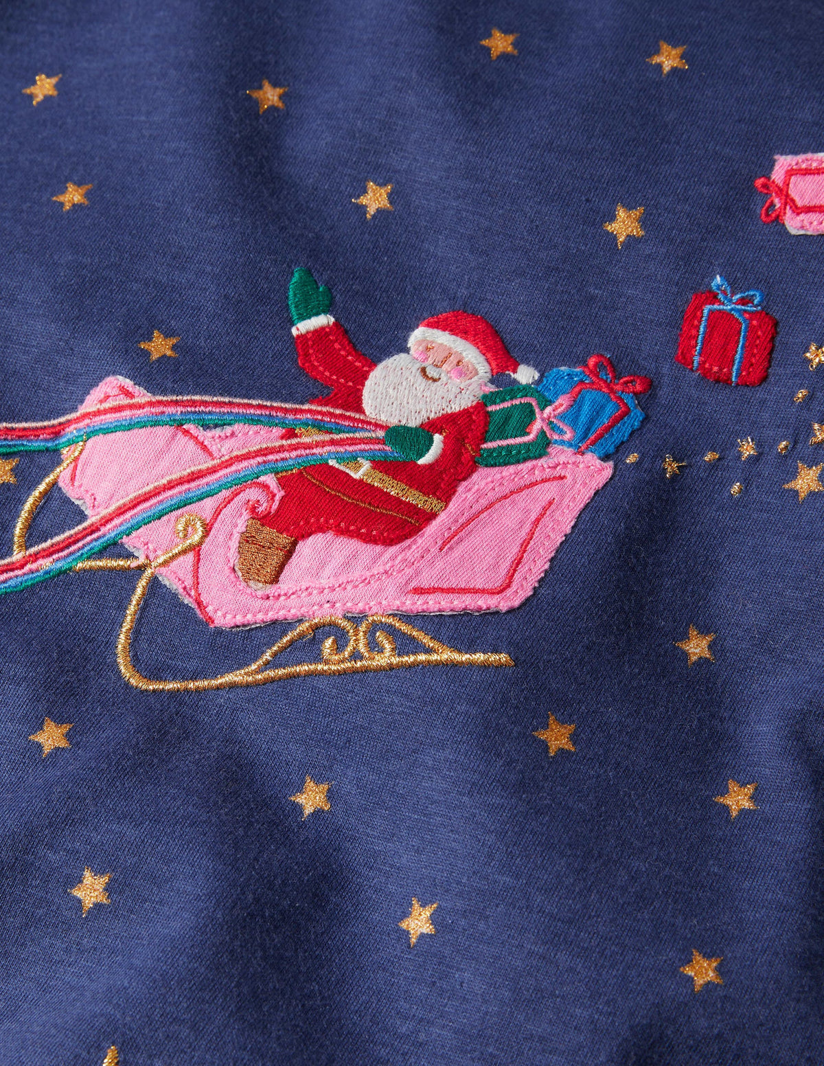 Big Appliqué Jersey Dress-Navy Father Christmas - Image 3