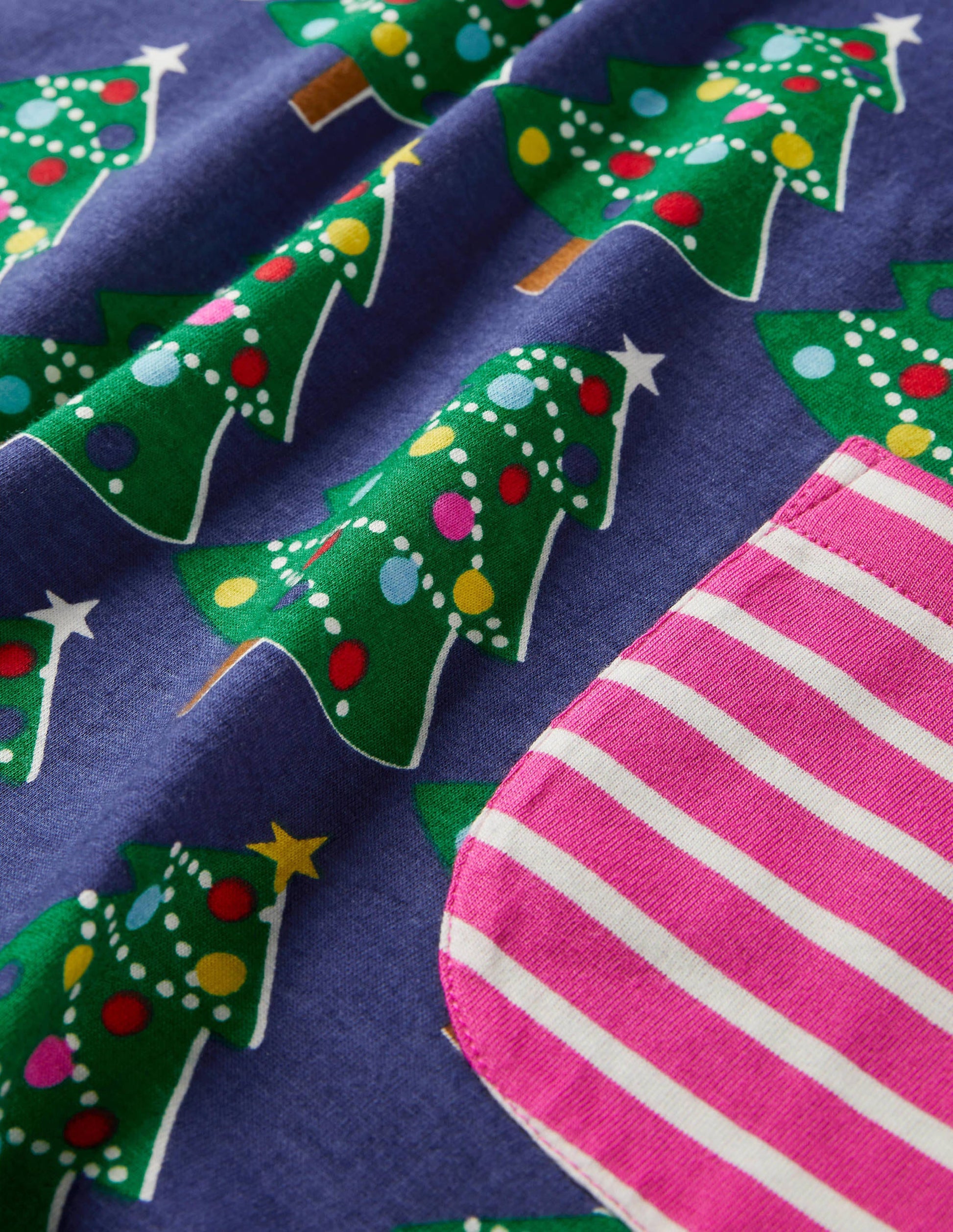 Printed Jersey Pocket Tunic-Starboard Blue Christmas Trees-3