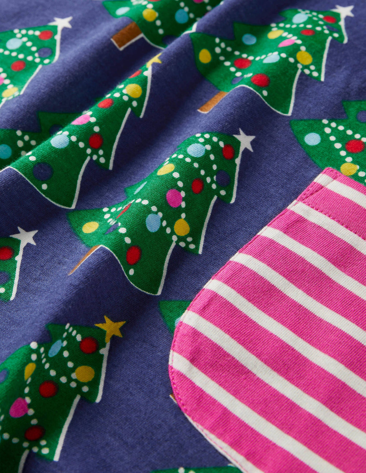 Printed Jersey Pocket Tunic-Starboard Blue Christmas Trees - Image 3