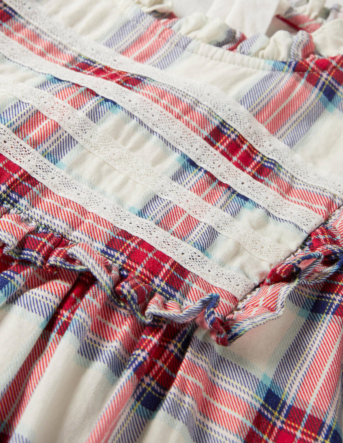 Nostalgic Ruffle Dress-Ivory/ Rockabilly Red Check-3