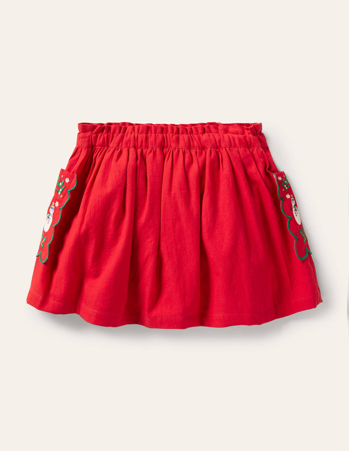 Embroidered Pocket Skirt-Rockabilly Red Festive - Image 2