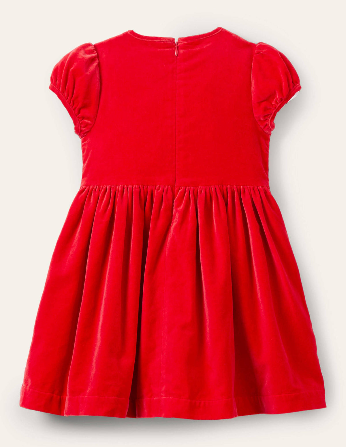 Velvet Smocked Dress-Rockabilly Red-2