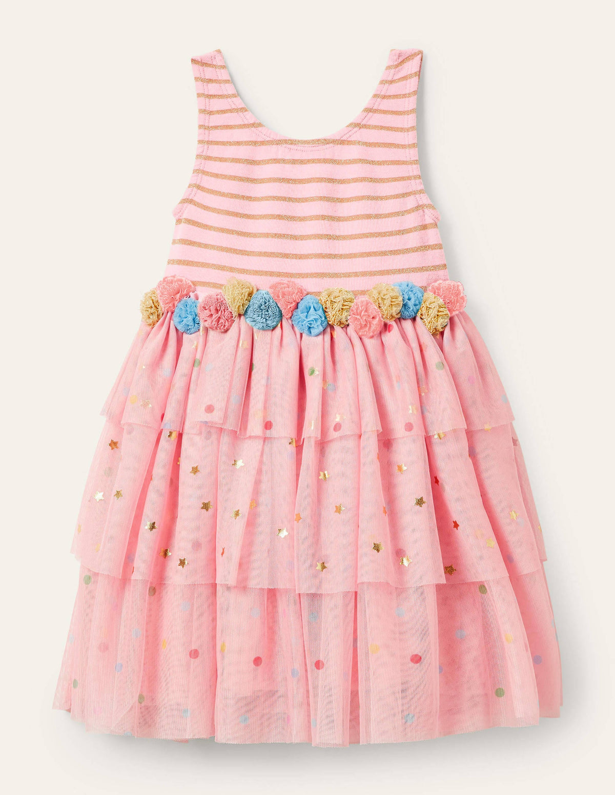 Tiered Tulle Ruffle Dress-Boto Pink Stars - Image 1