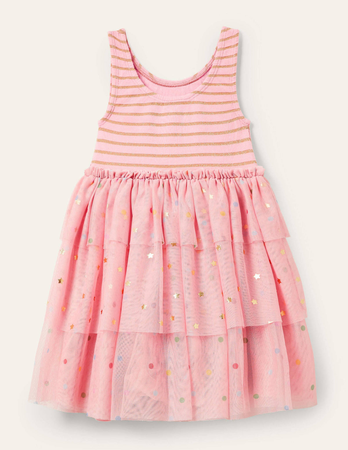 Tiered Tulle Ruffle Dress-Boto Pink Stars - Image 2