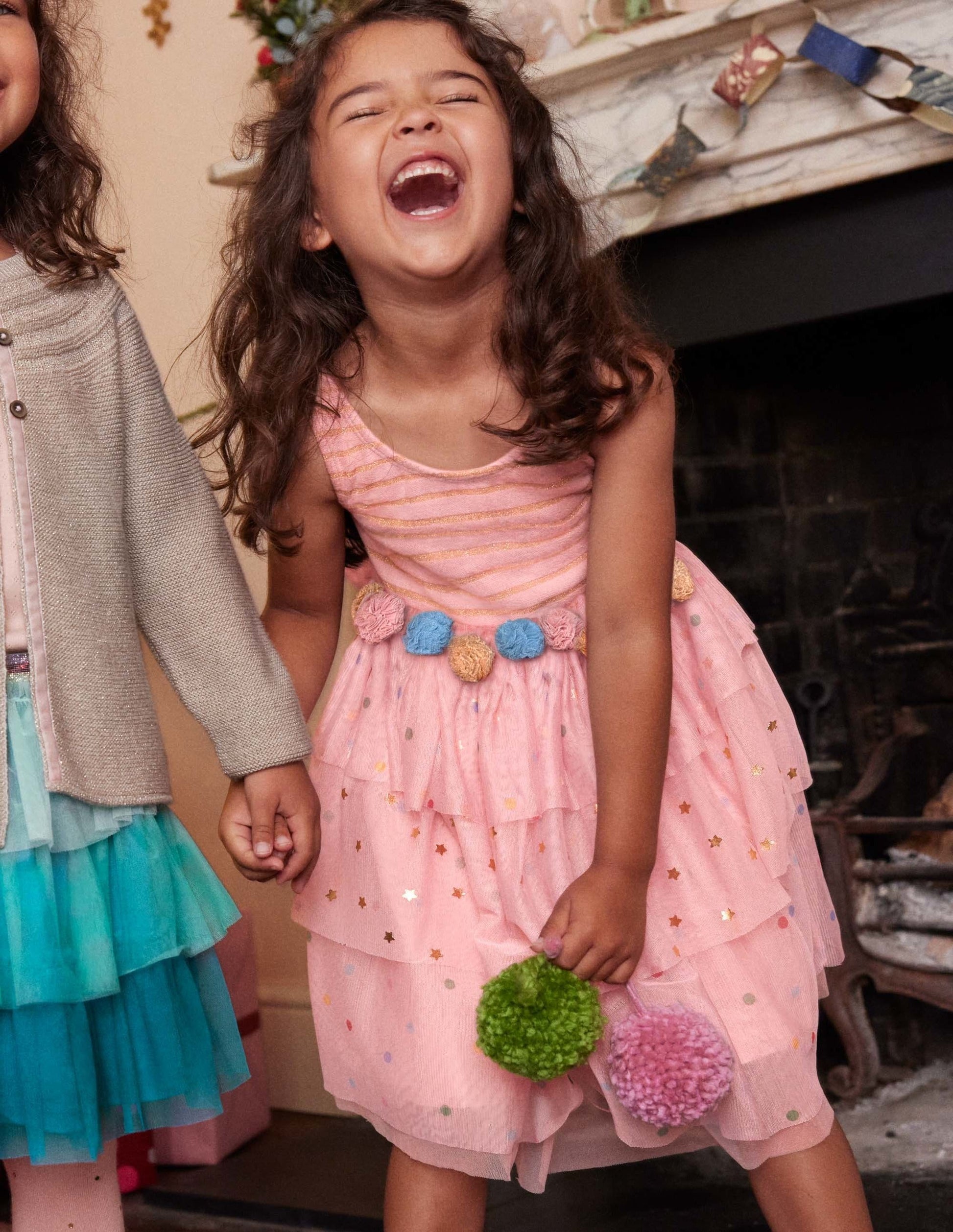 Tiered Tulle Ruffle Dress-Boto Pink Stars-4