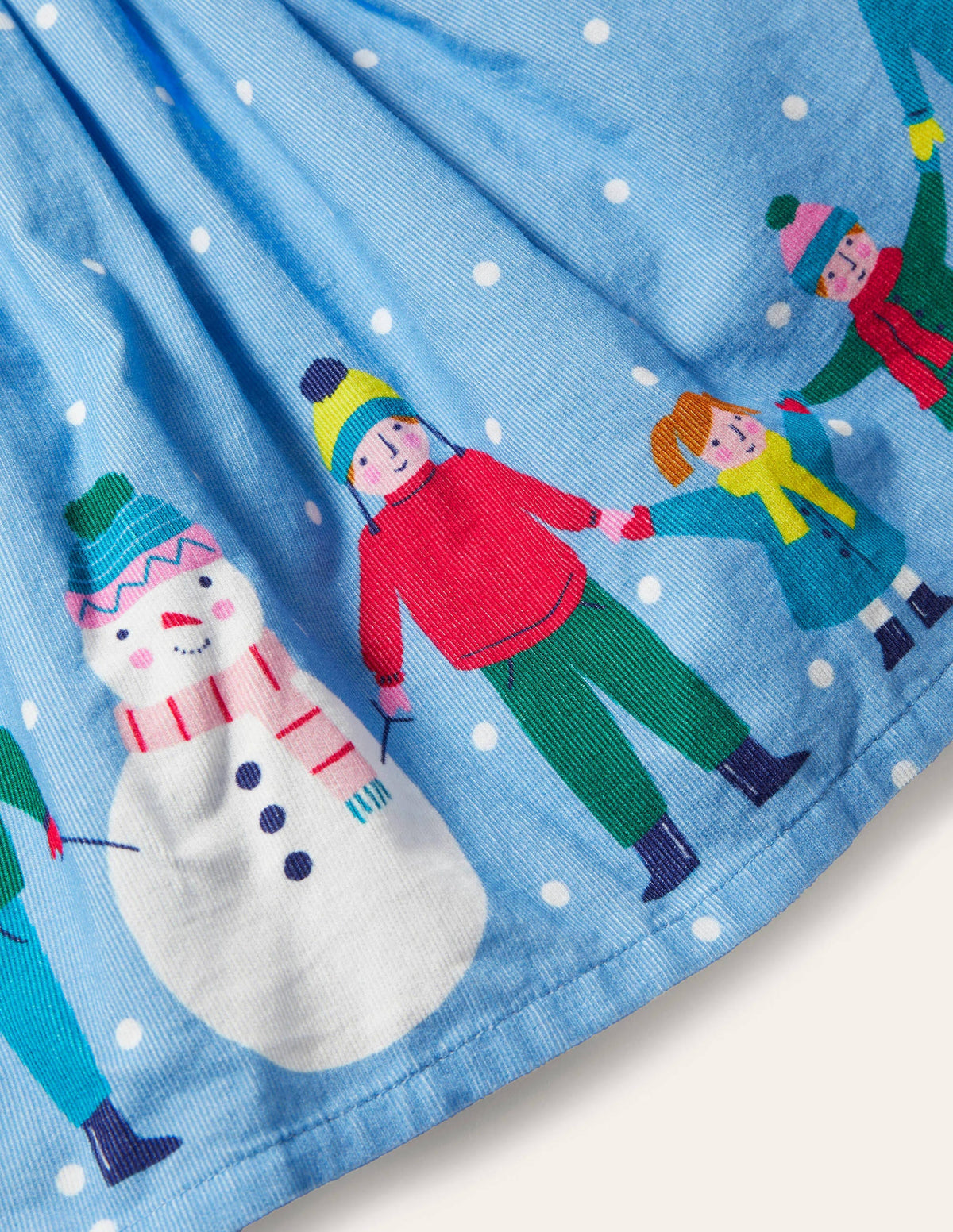 Christmas Scene Cord Skirt-Surfboard Blue-3