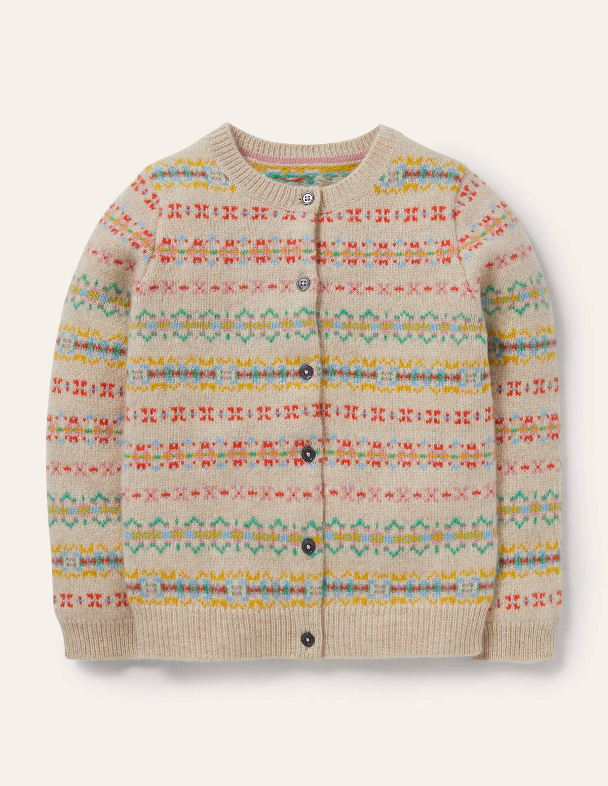 Cashmere Fair Isle Cardigan-Oatmeal Marl Fair Isle - Image 1