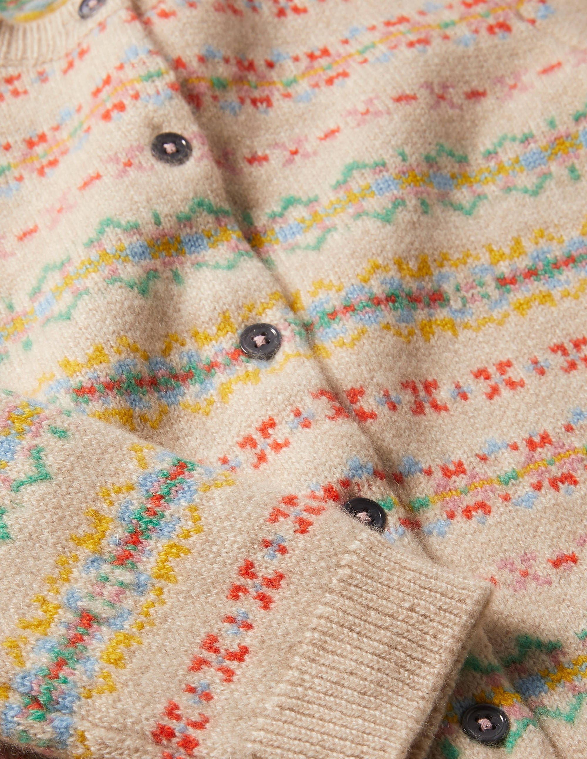 Cashmere Fair Isle Cardigan-Oatmeal Marl Fair Isle - Image 3