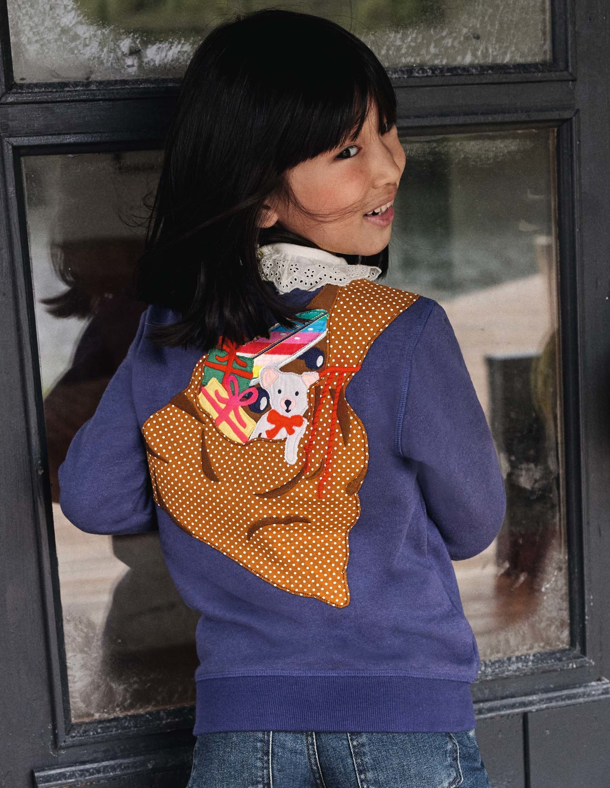 Front & Back Sweatshirt-Navy Father Christmas-4