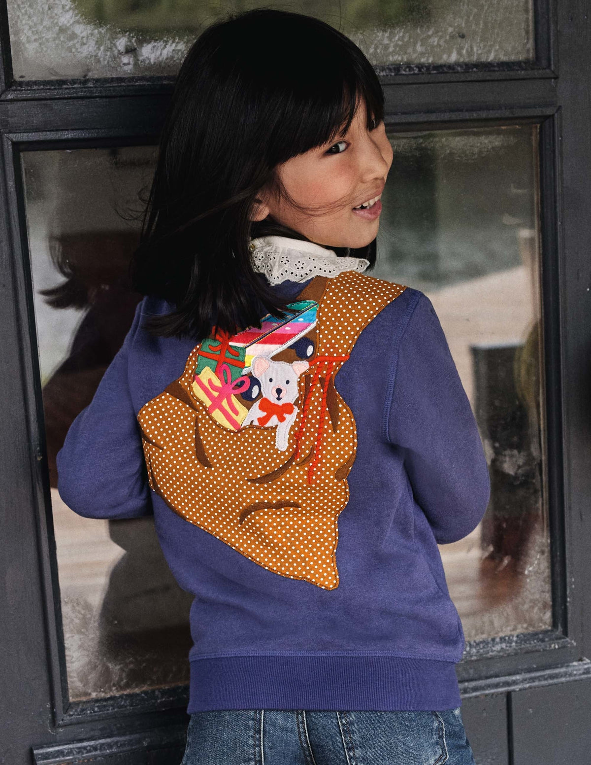 Front & Back Sweatshirt-Navy Father Christmas - Image 4