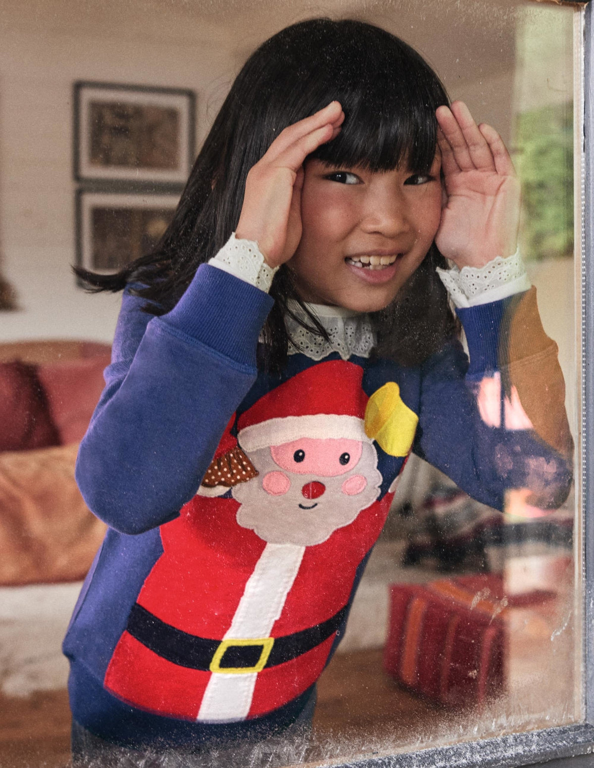 Front & Back Sweatshirt-Navy Father Christmas - Image 5
