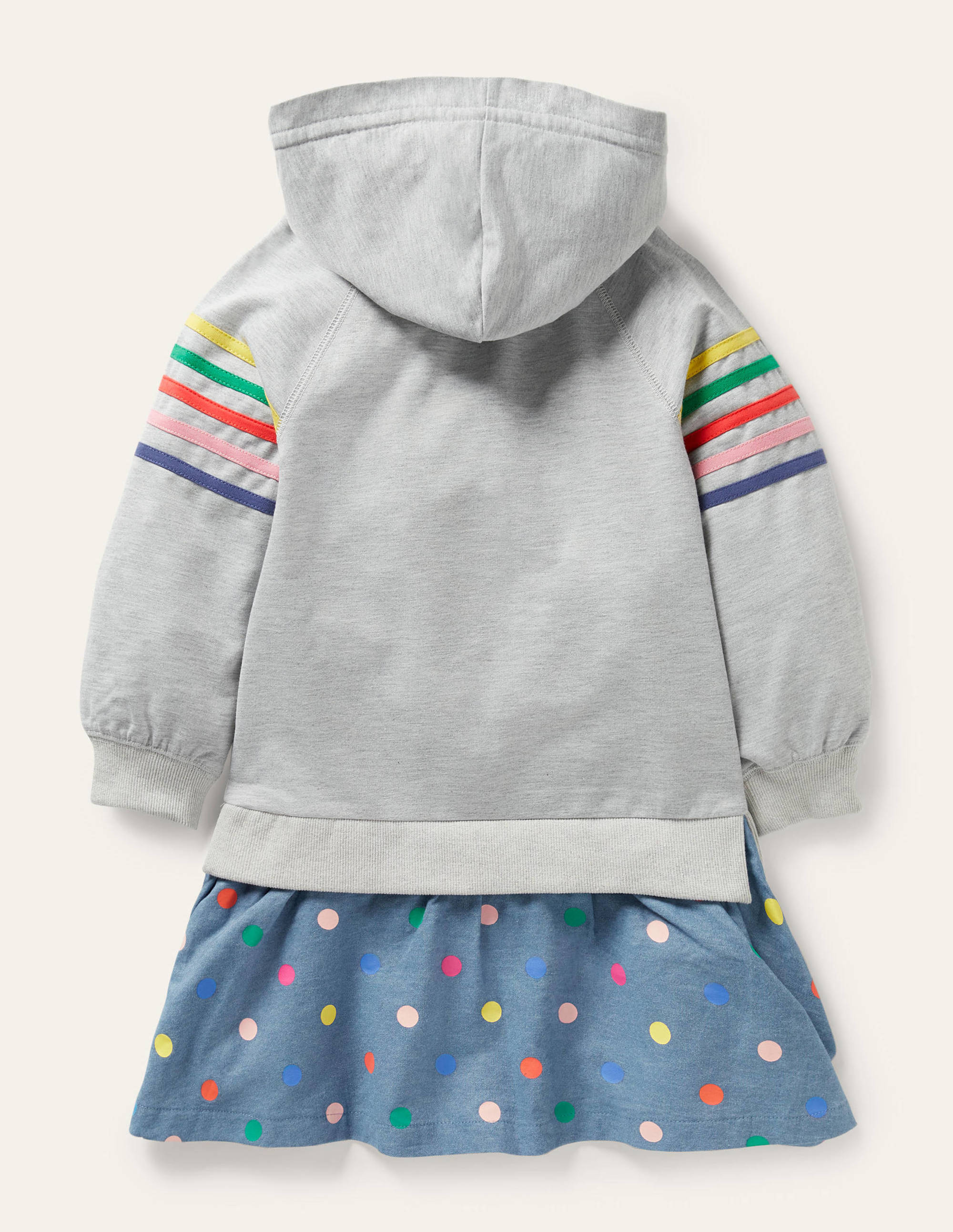 Cosy Hooded Sweat Dress-Grey Marl - Image 2