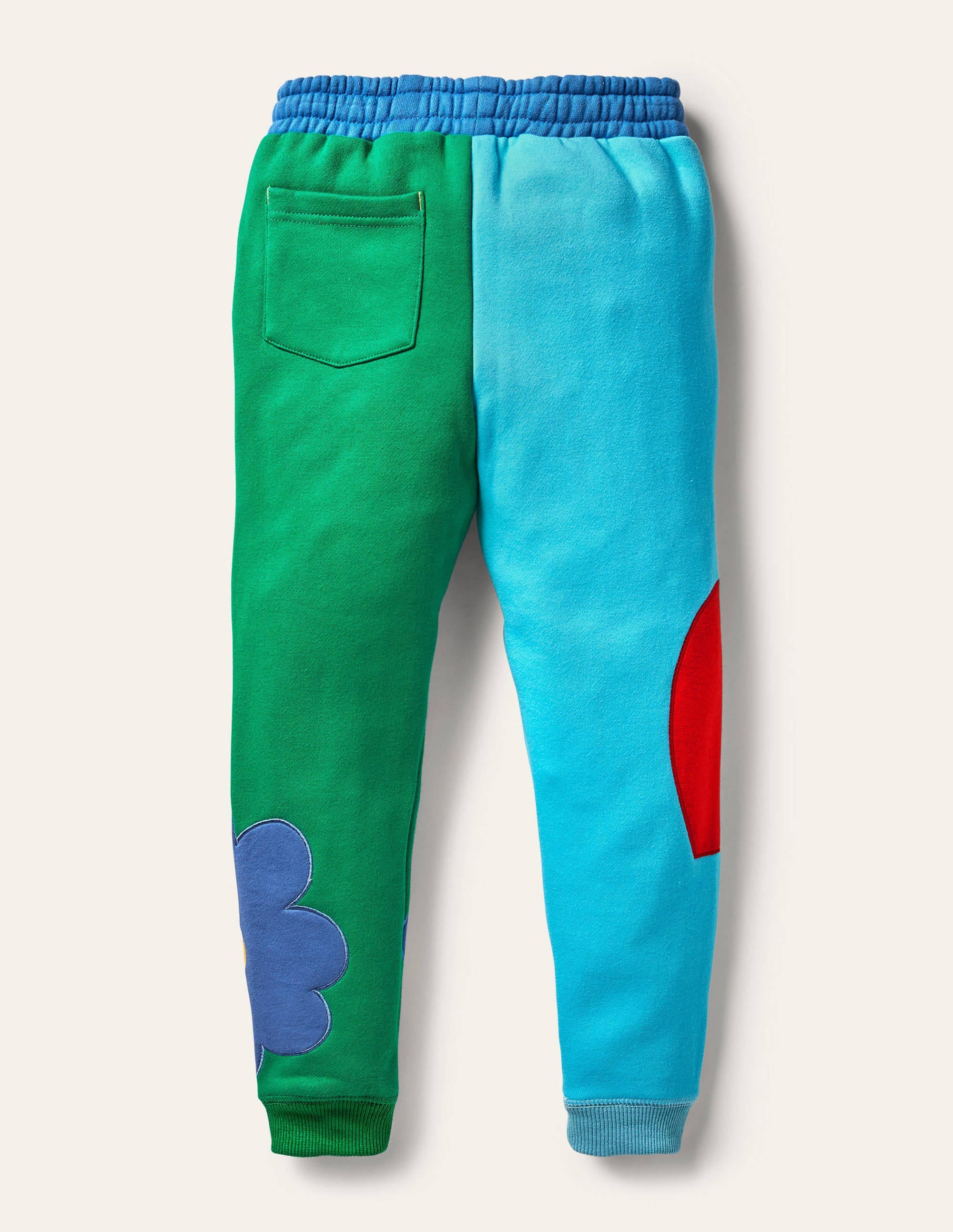 Colour Block Appliqué Jogger-Aqua/ Green Pepper Flowers - Image 2