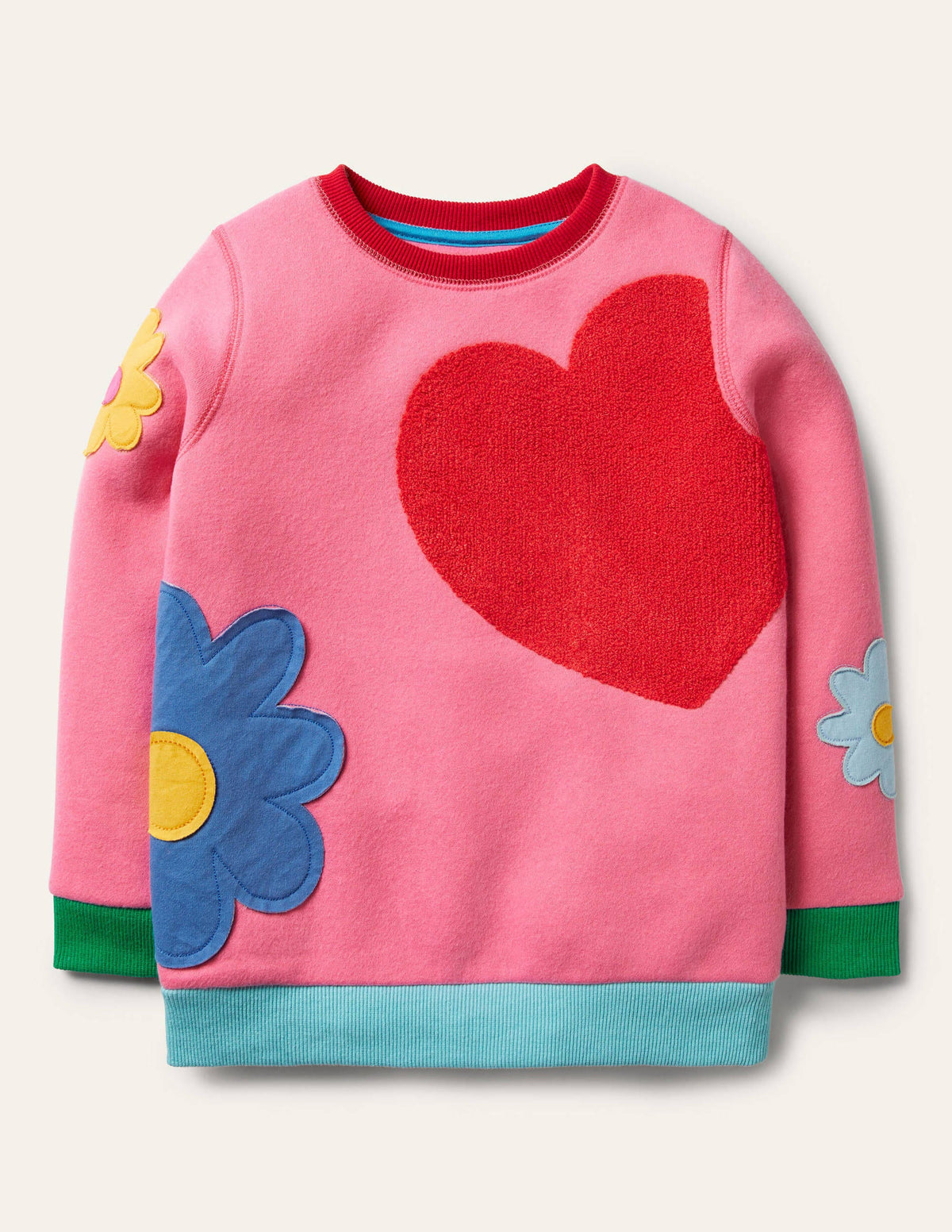 Appliqué Sweatshirt-Bright Petal Pink Heart - Image 2