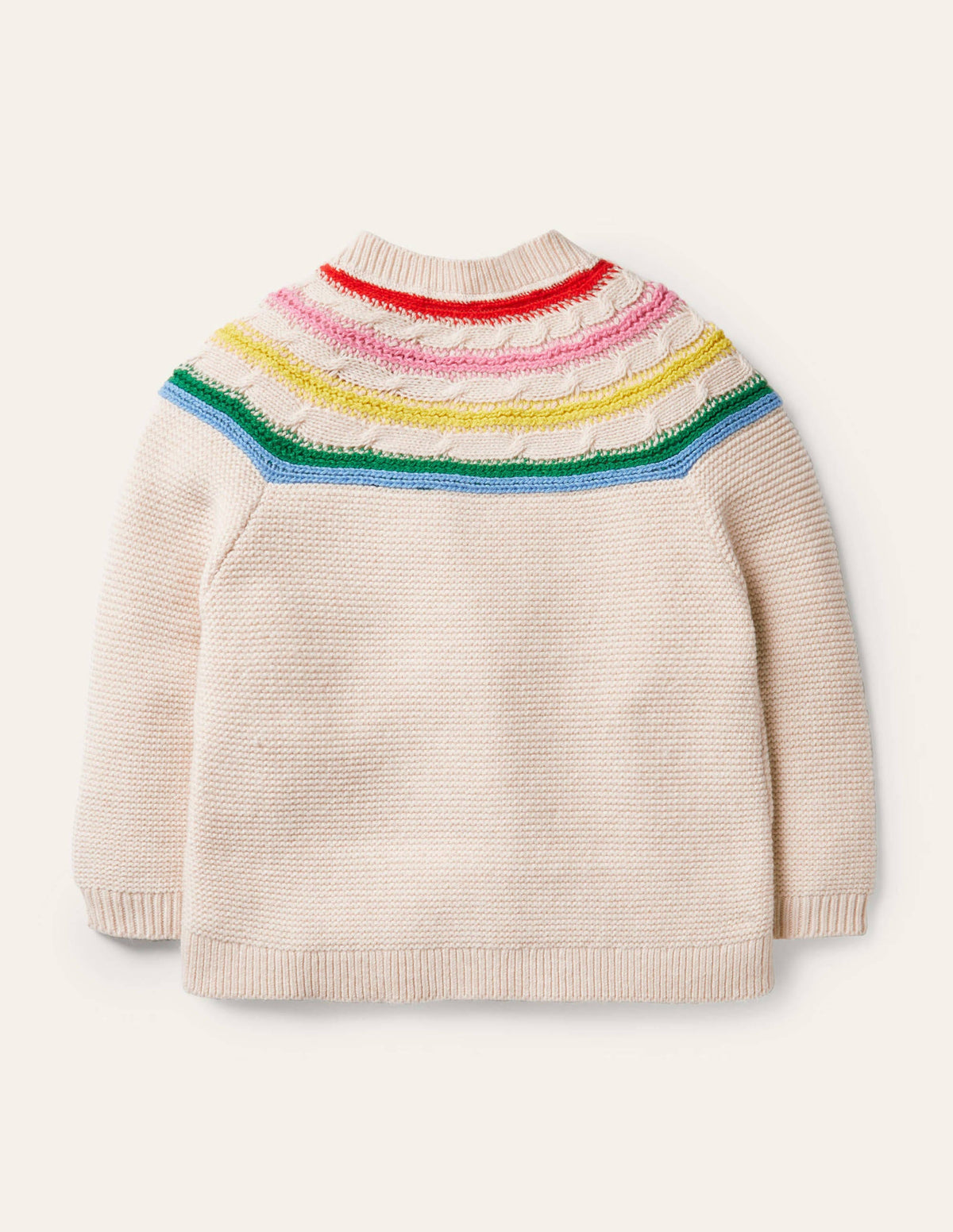 Fun Rainbow Yoke Cardigan-Ecru Marl - Image 2