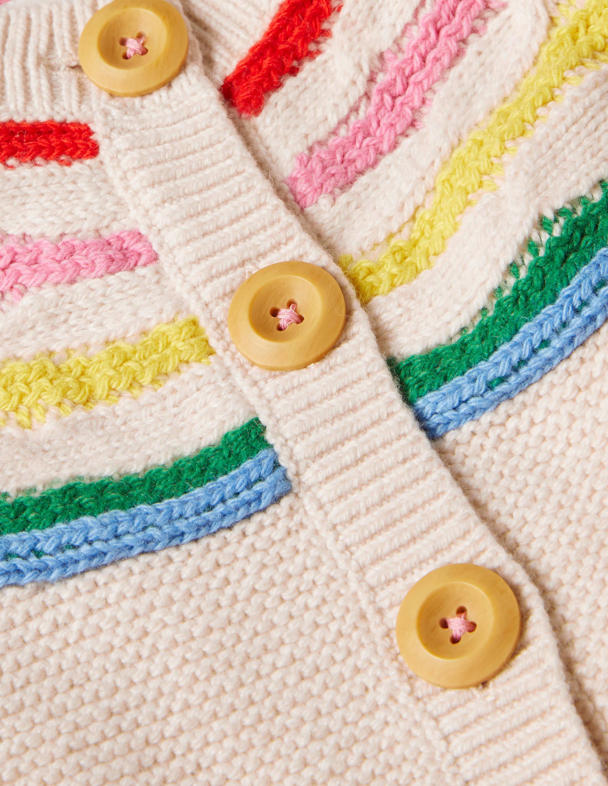 Fun Rainbow Yoke Cardigan-Ecru Marl - Image 3