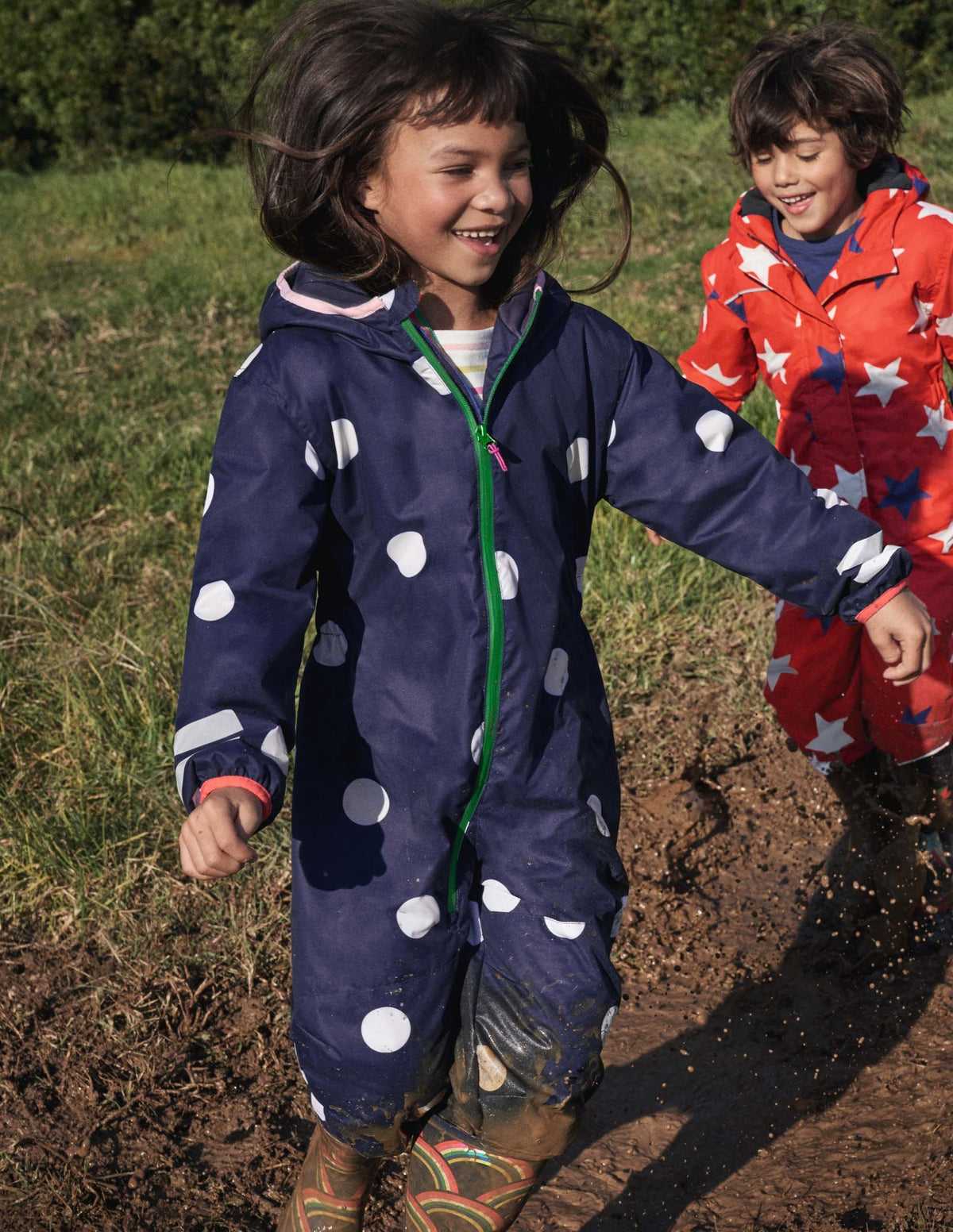Waterproof Puddle Suit-College Navy Confetti Spot - Image 1