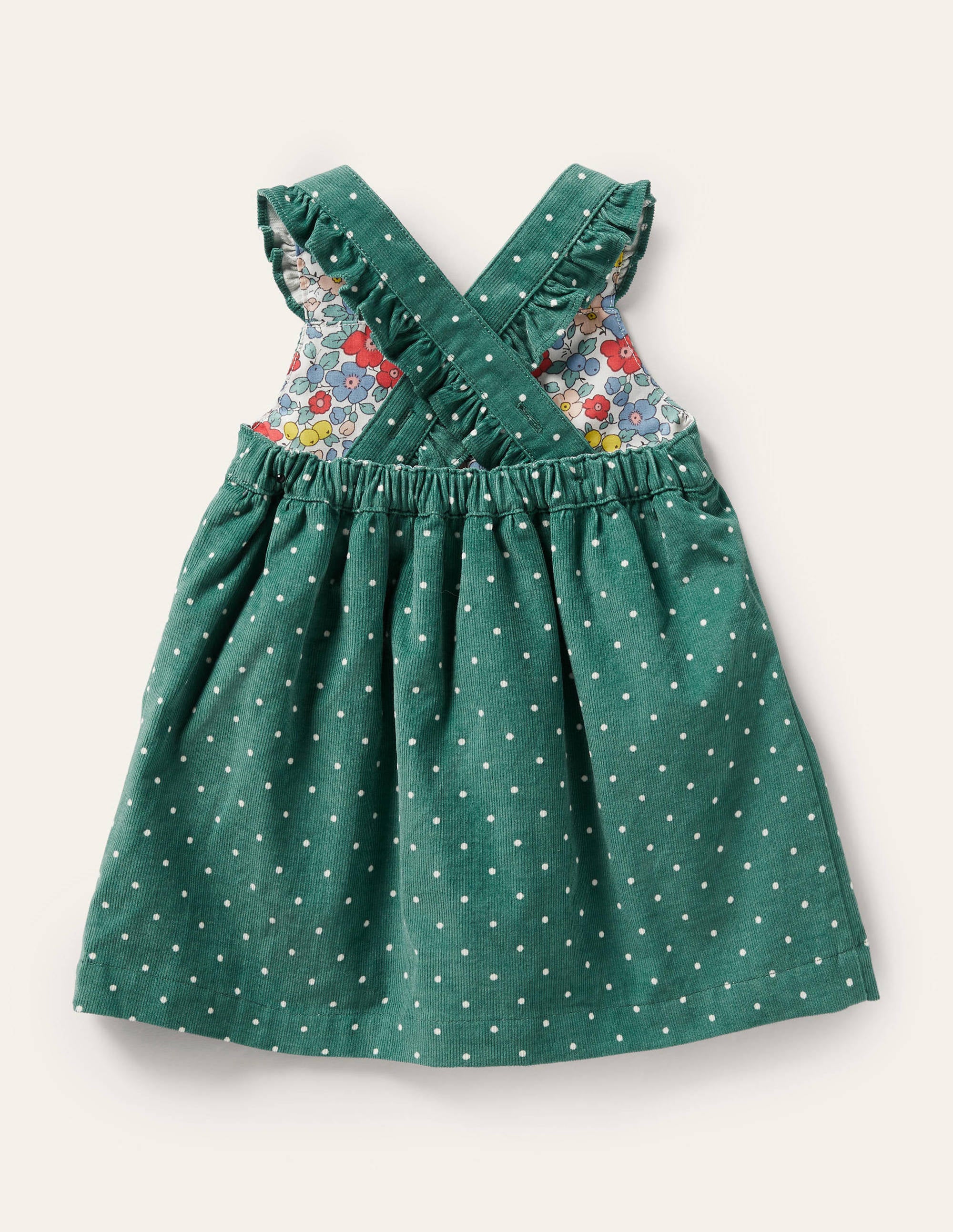 Spotty Appliqué Cord Pinnie-Sardinia Green Foxes - Image 2