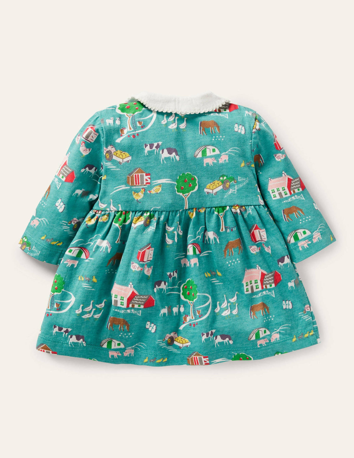 Jersey Collared Dress-Brook Blue Farmyard - Image 2