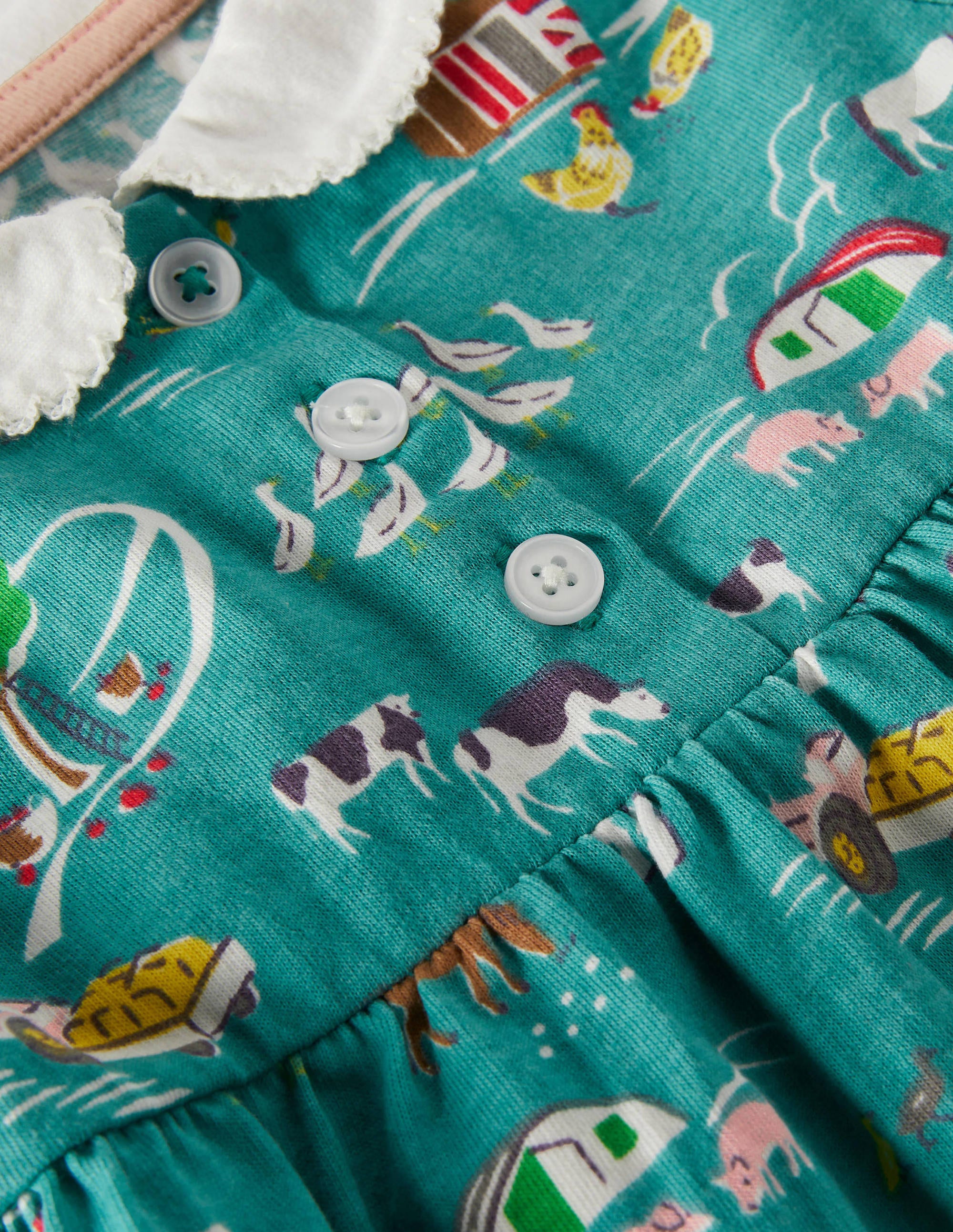 Jersey Collared Dress-Brook Blue Farmyard - Image 3