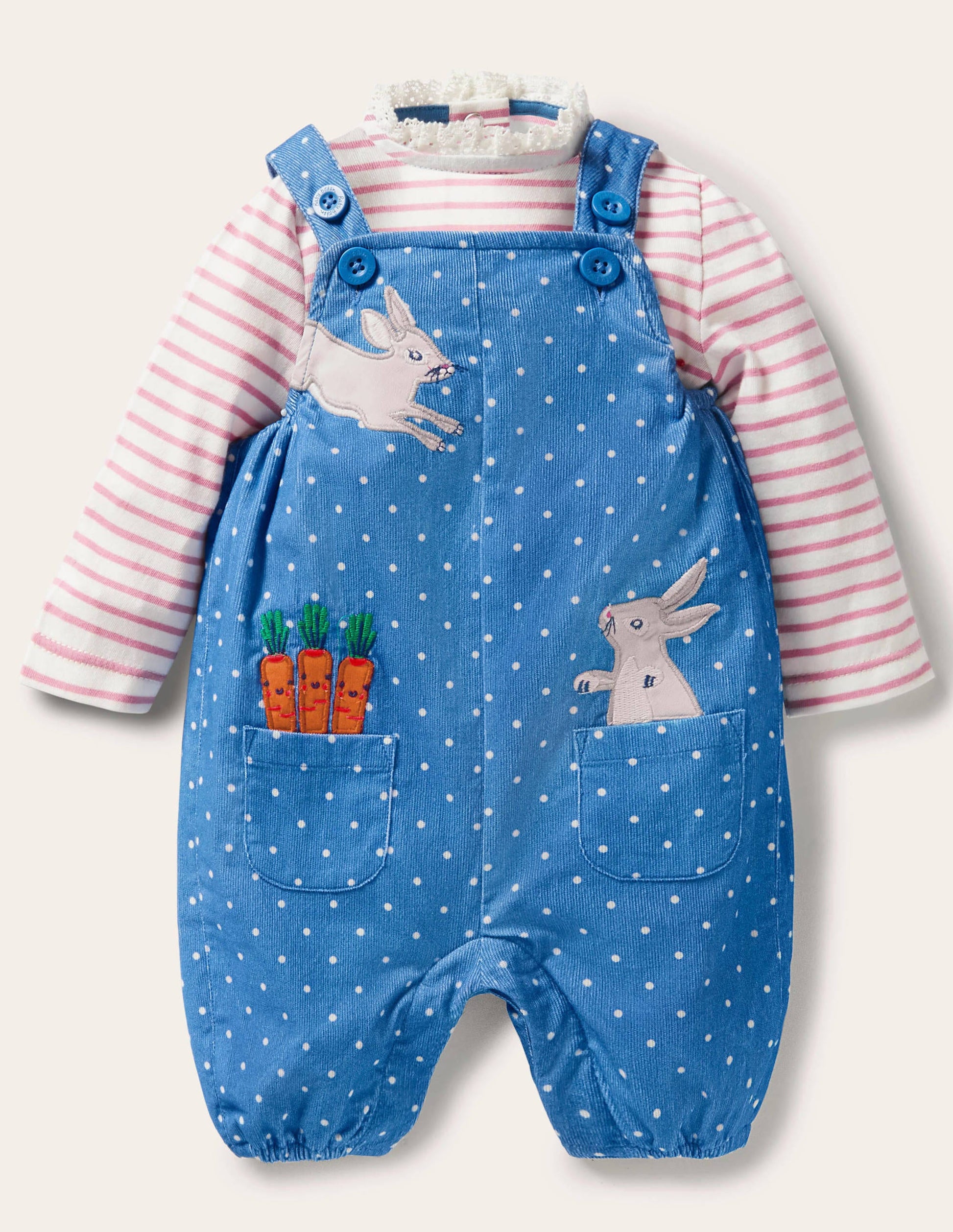 Cord Overalls Set-Elizabethan Blue Bunnies-1
