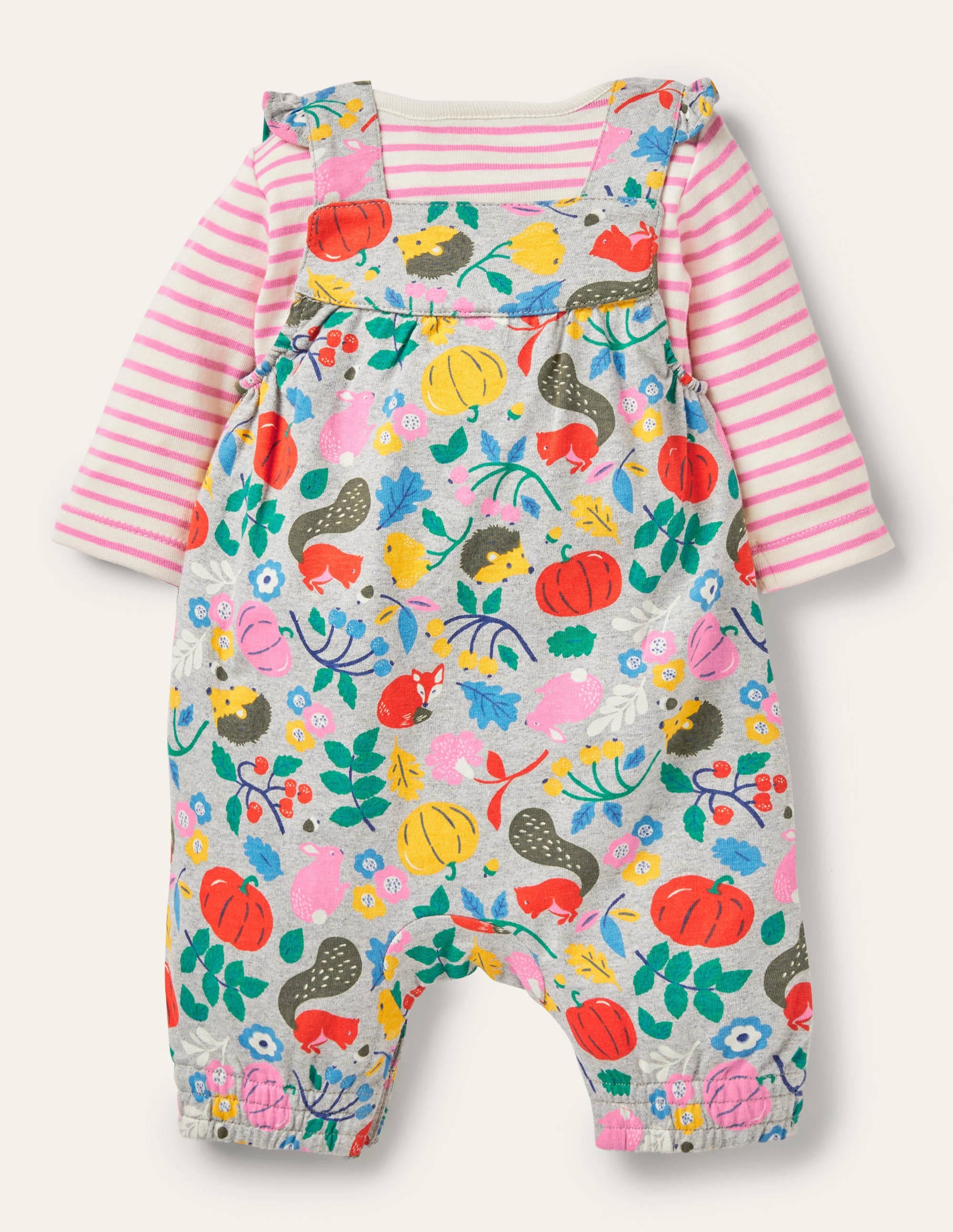 Jersey Overalls Set-Grey Marl Forest Friends - Image 2