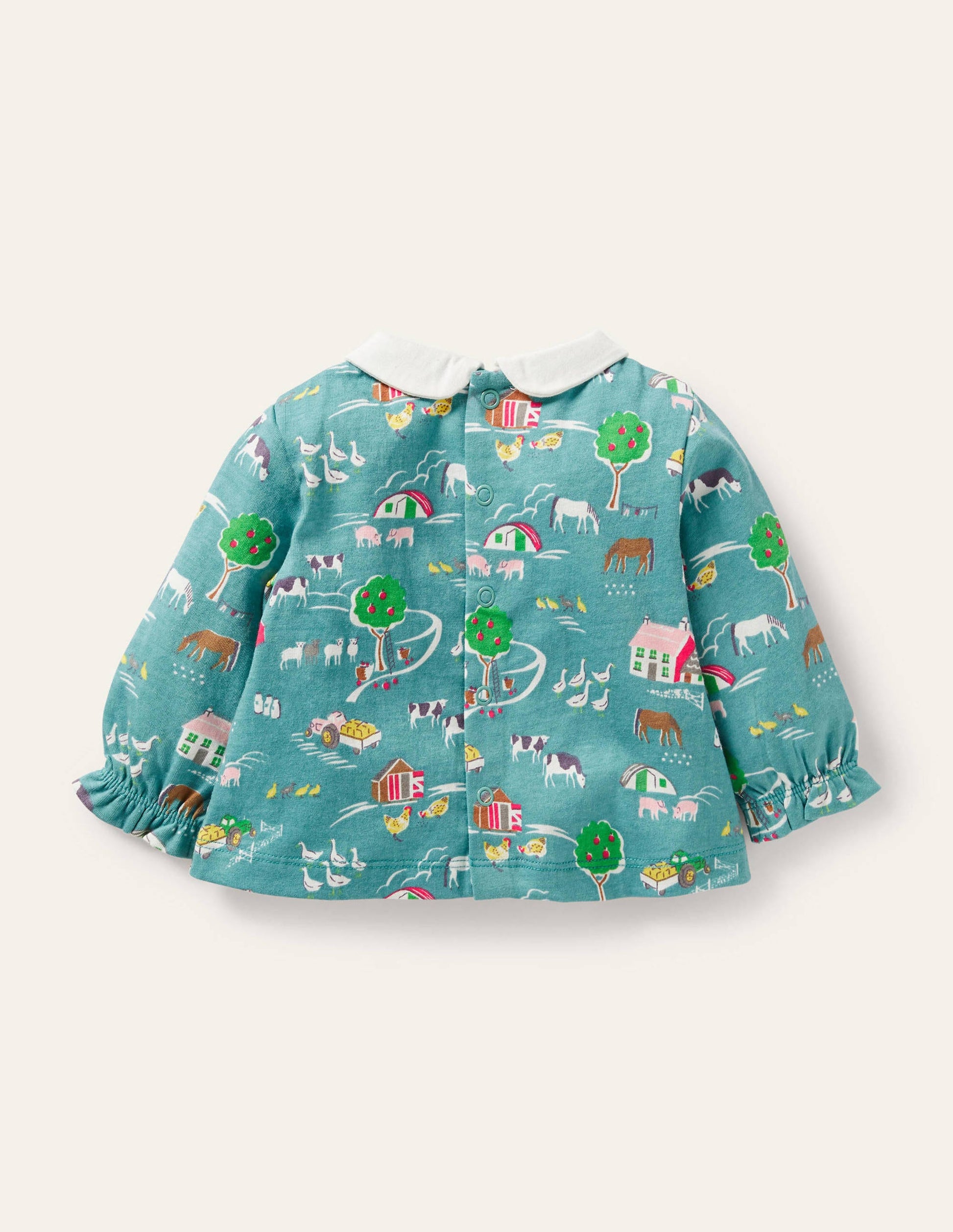 Printed Collared Top-Brook Blue Farmyard-2