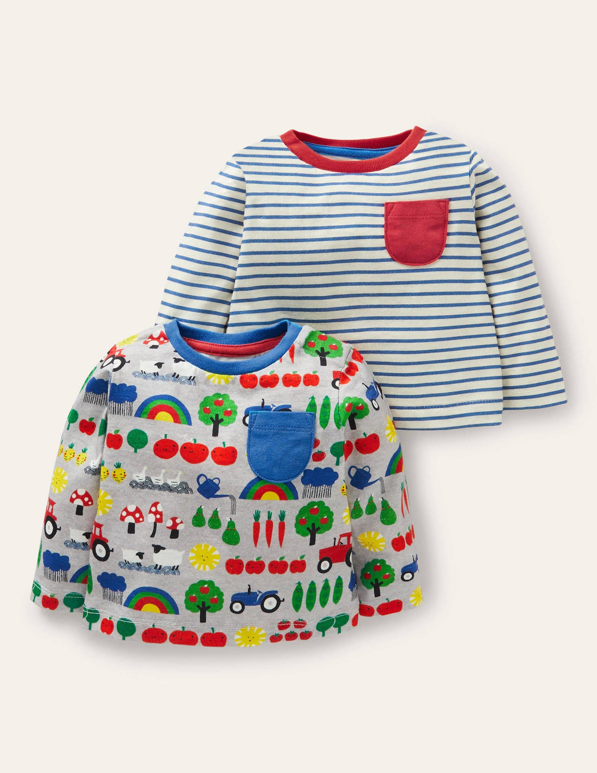 Farm Twin Pack T-shirts-Grey Marl Rainbow Farm-1