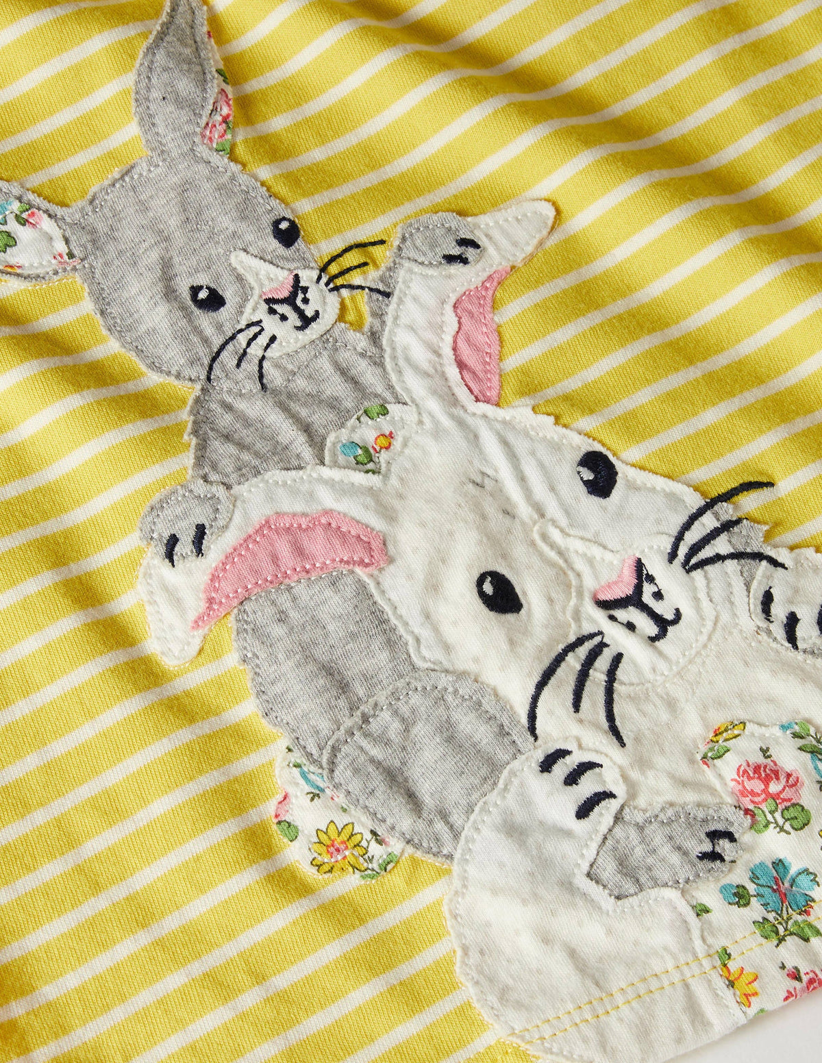 Big Appliqué Dress-Sweetcorn Yellow/Ivory Bunnies - Image 3
