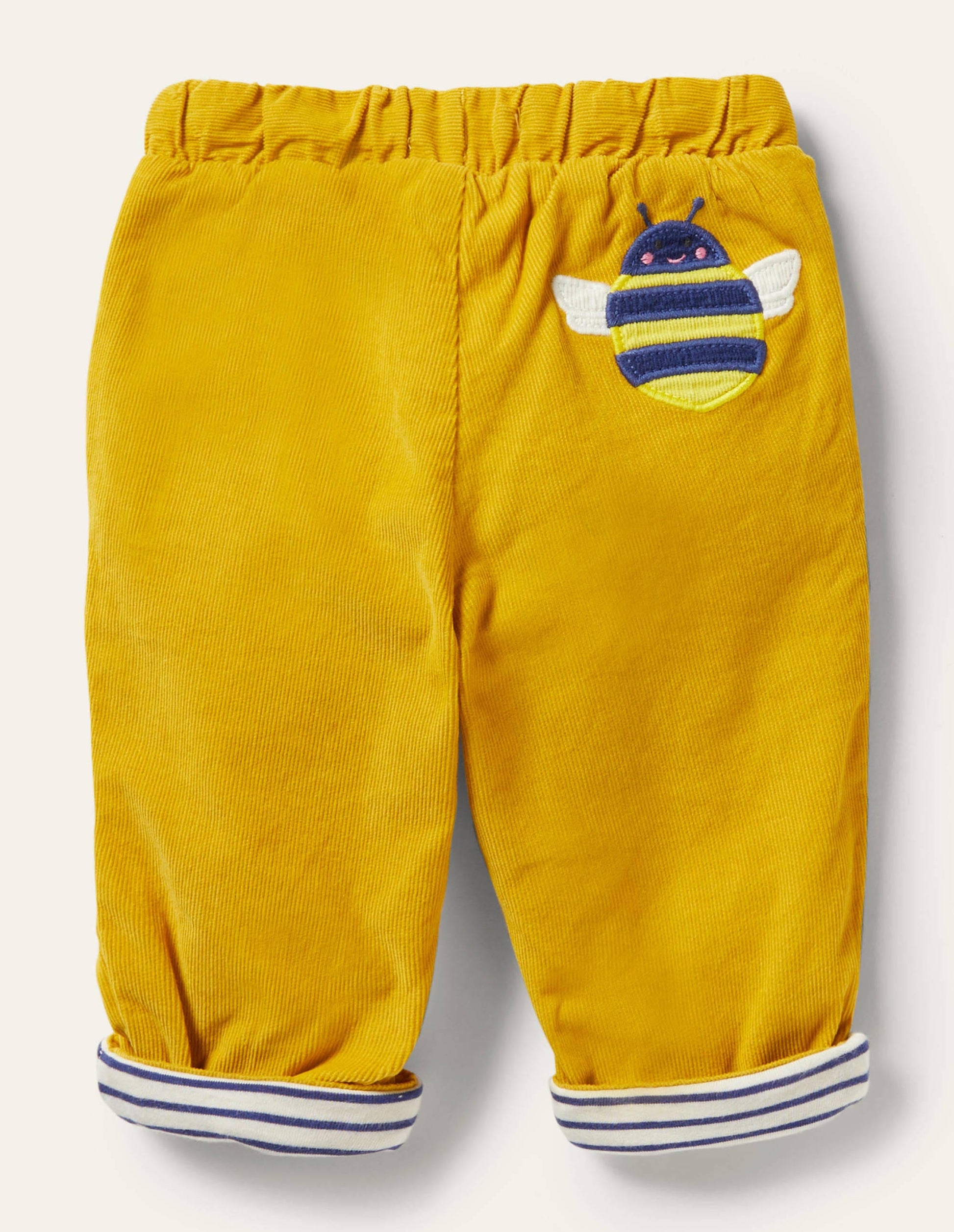 Jersey-lined Cord Pants-Honeycomb Yellow-2
