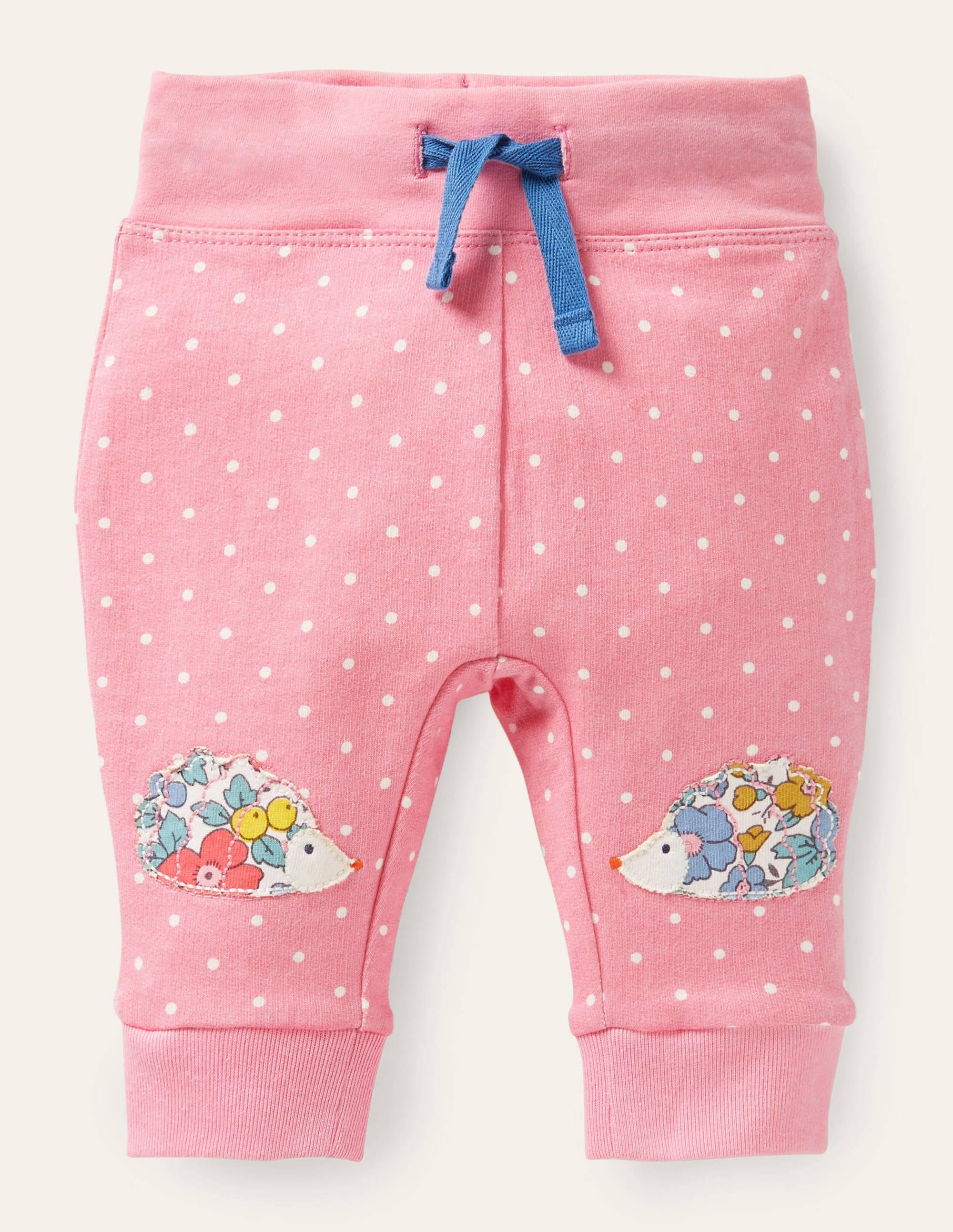 Appliqué Knee Jersey Bottoms-Formica Pink Hedgehogs - Image 1