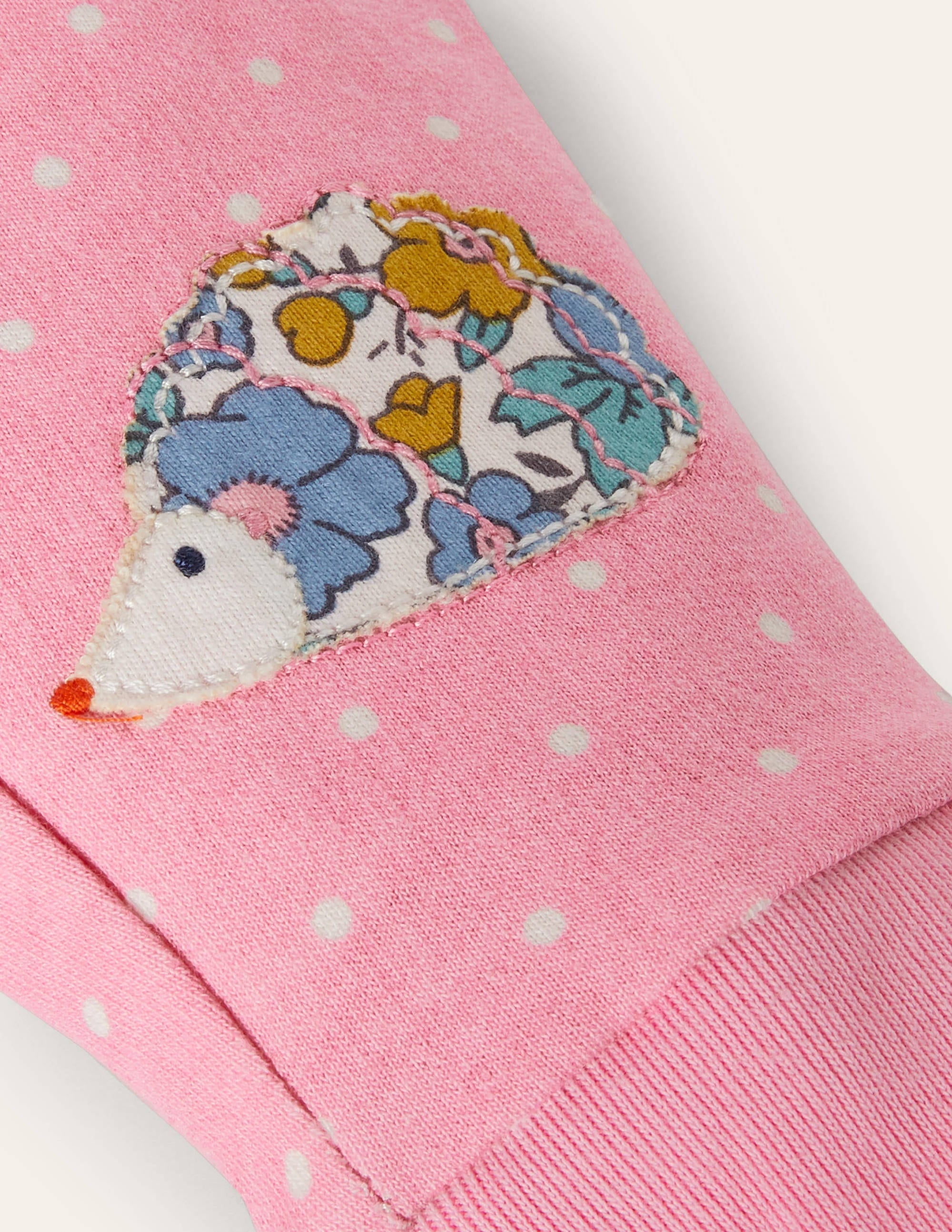 Appliqué Knee Jersey Bottoms-Formica Pink Hedgehogs - Image 3