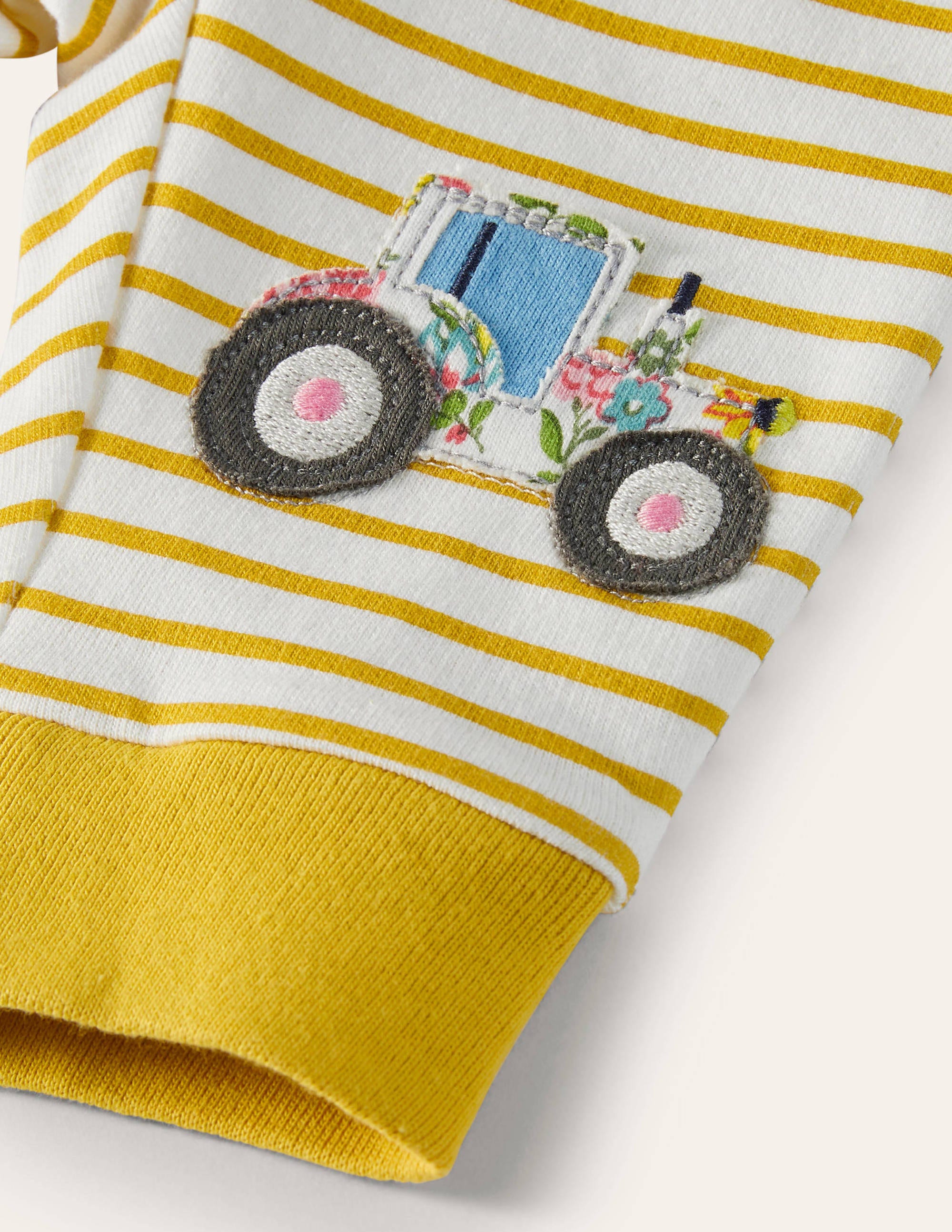 Appliqué Knee Jersey Bottoms-Ivory/Sweetcorn Yellow Farm - Image 3