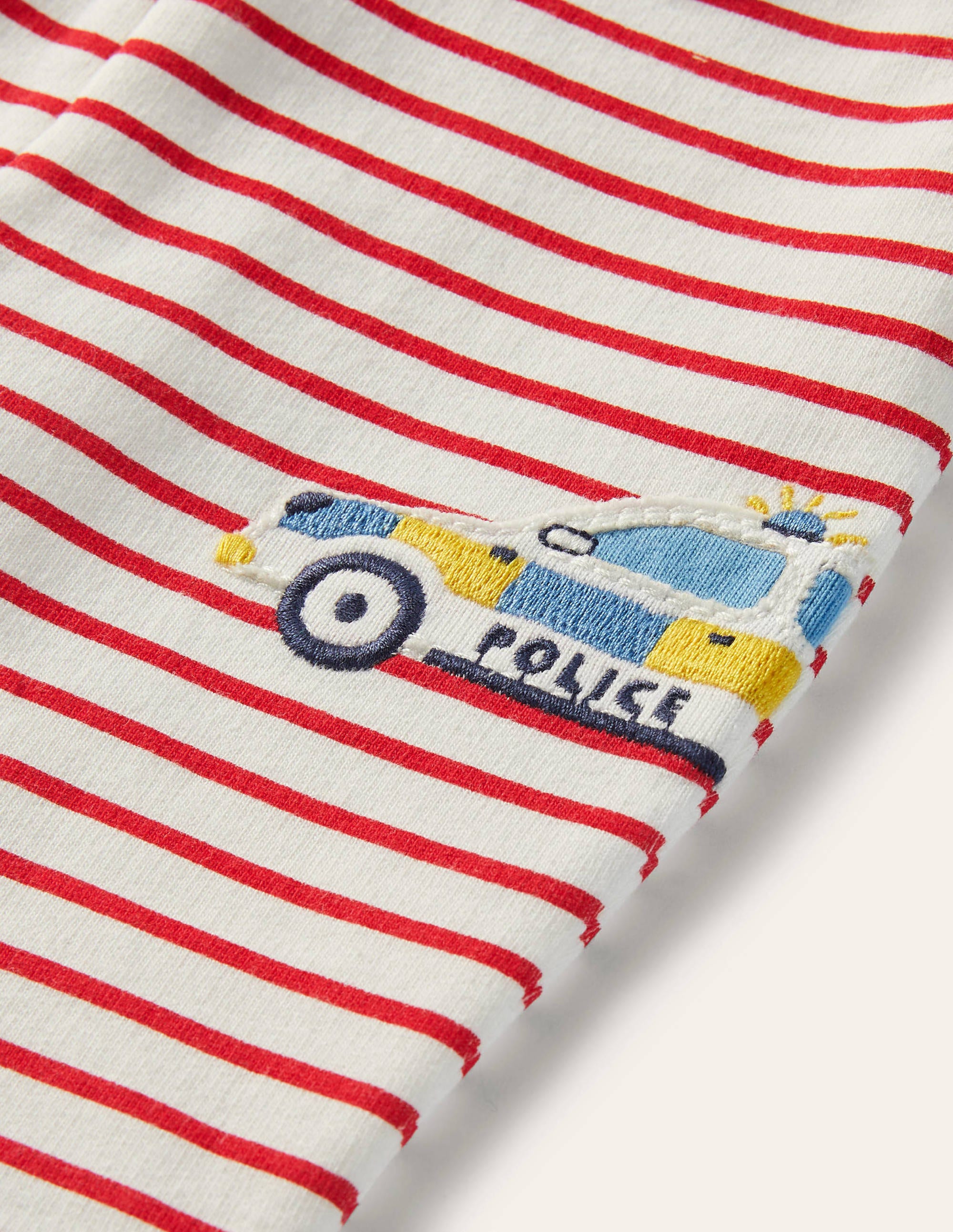 Novelty Appliqué Bottoms-Ivory/Rockabilly Red Vehicles - Image 3