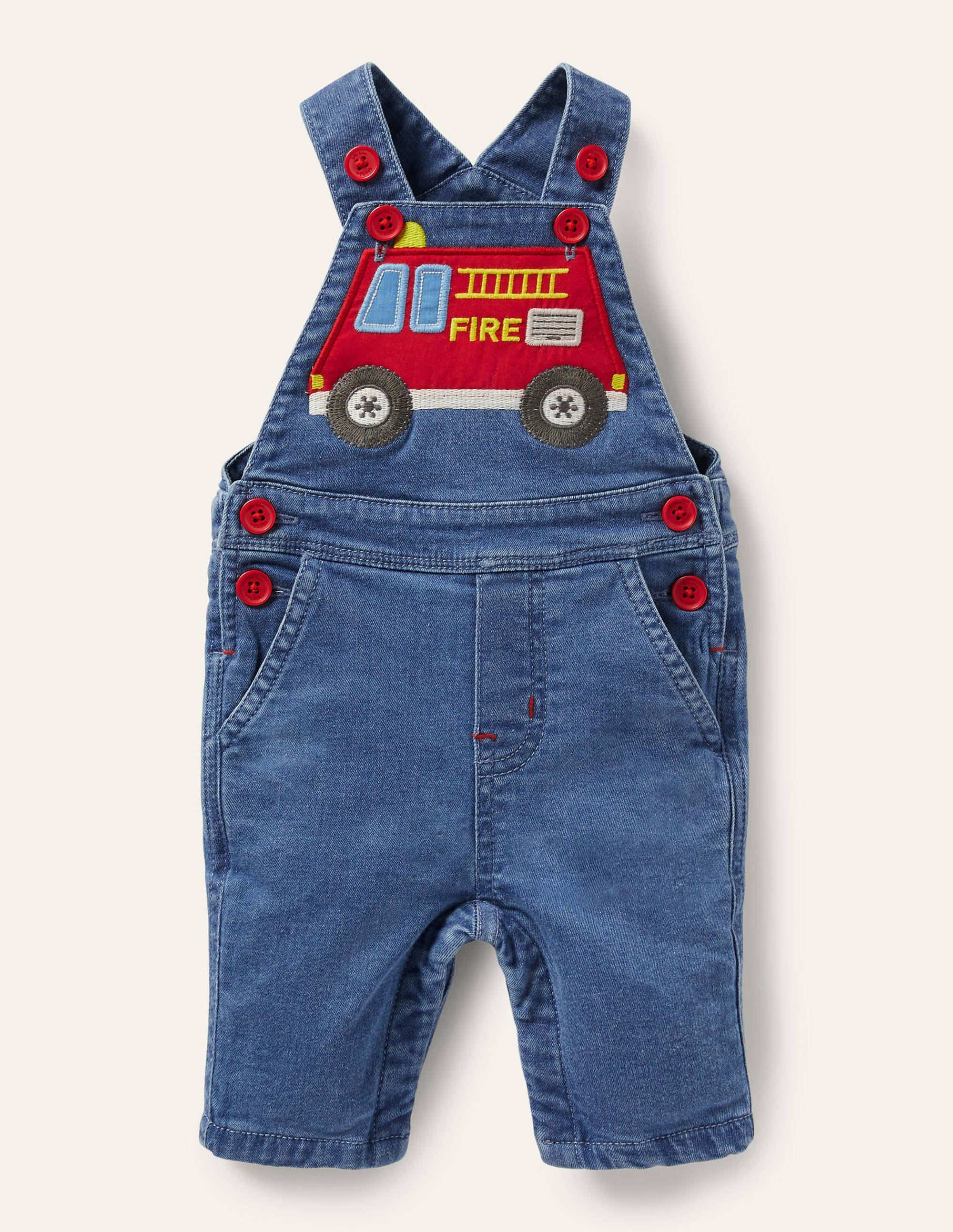 Denim Fire Engine Overalls-Chambray Denim Fire Engine - Image 1