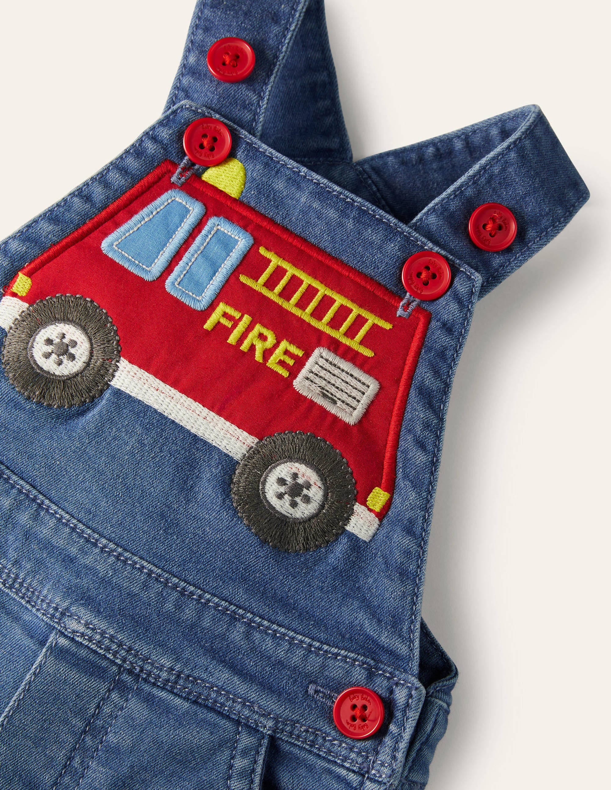 Denim Fire Engine Overalls-Chambray Denim Fire Engine - Image 3