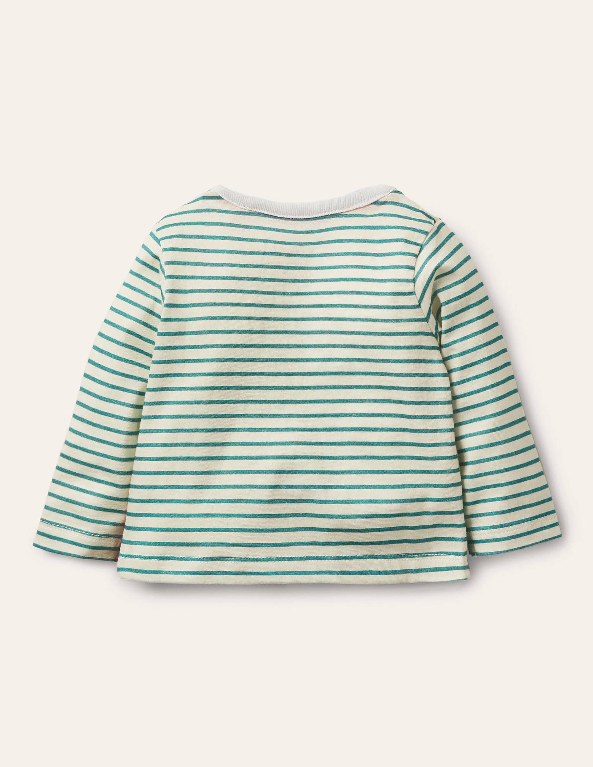 Stripy Lift-the-Flap T-shirt-Ivory/Brook Blue Chickens - Image 2