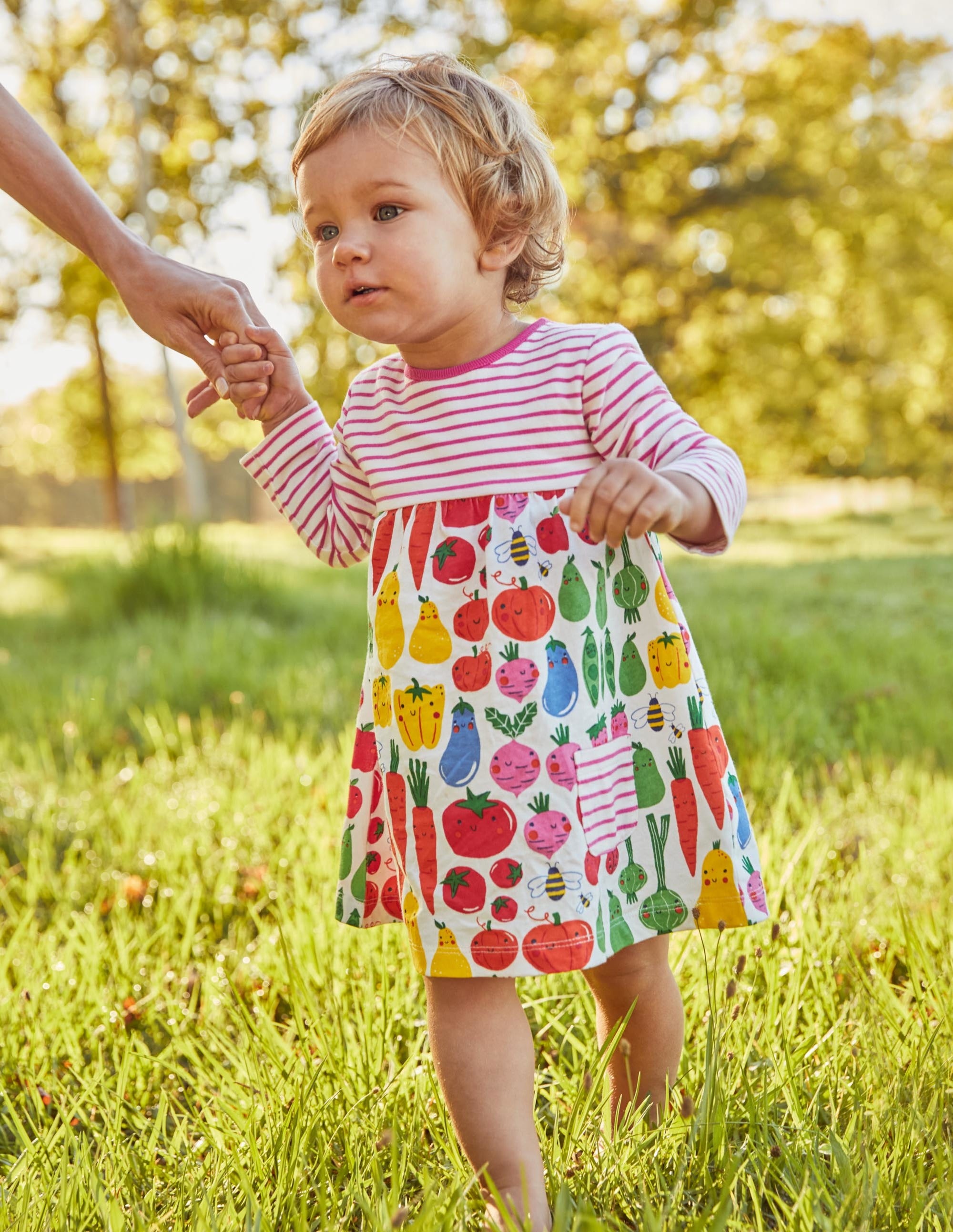 Jersey Hotchpotch Dress-Ivory Garden Gang - Image 4