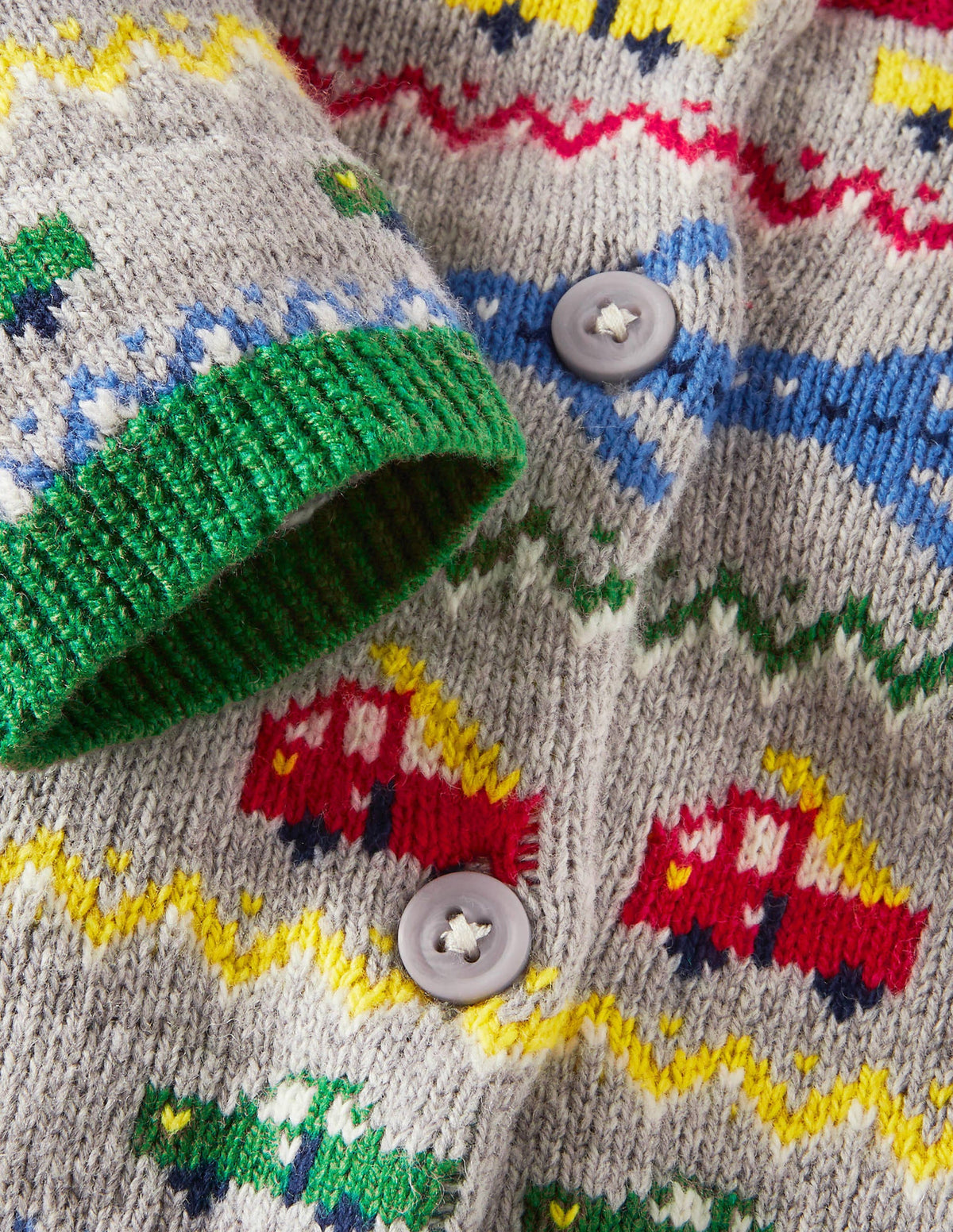 Fair Isle Cardigan-Grey Marl Vehicles - Image 3