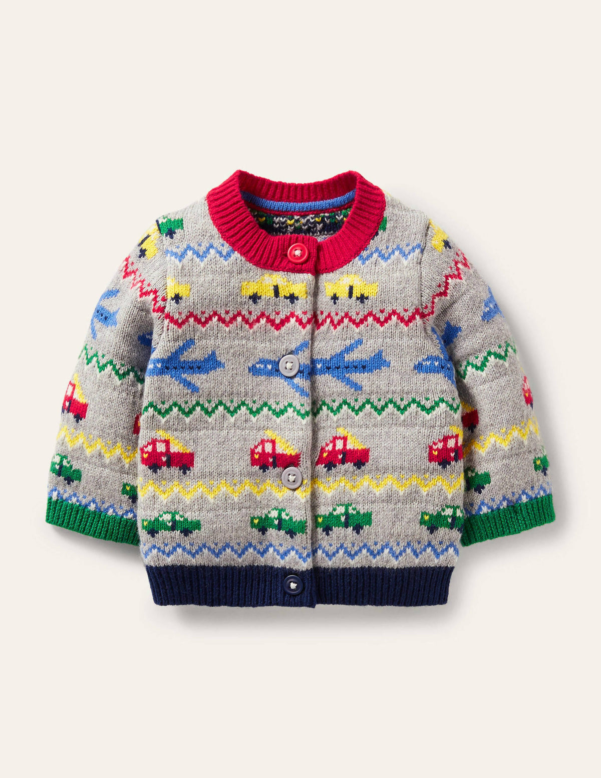 Fair Isle Cardigan-Grey Marl Vehicles - Image 1
