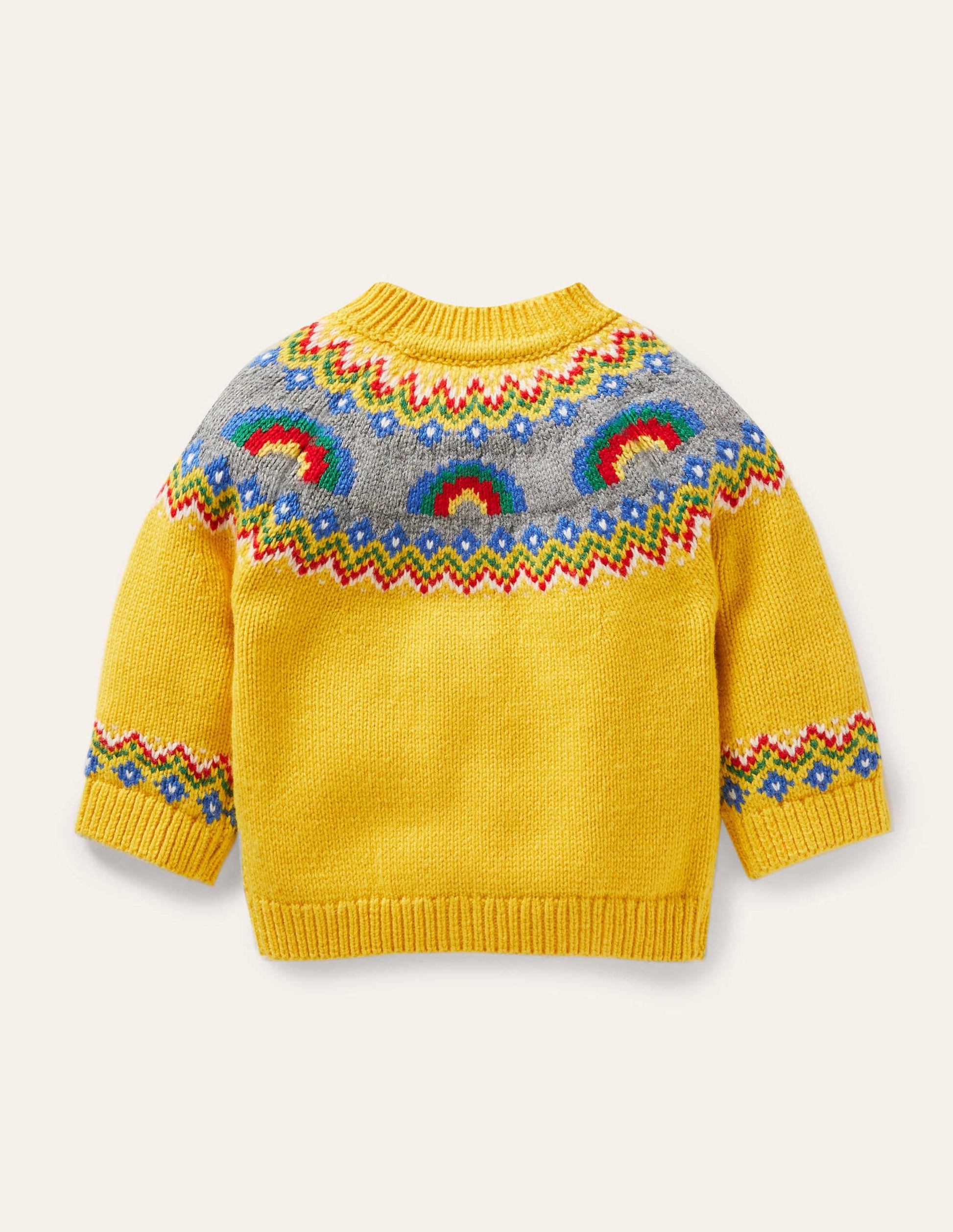 Fair Isle Cardigan-Honeycomb Yellow Rainbows-2