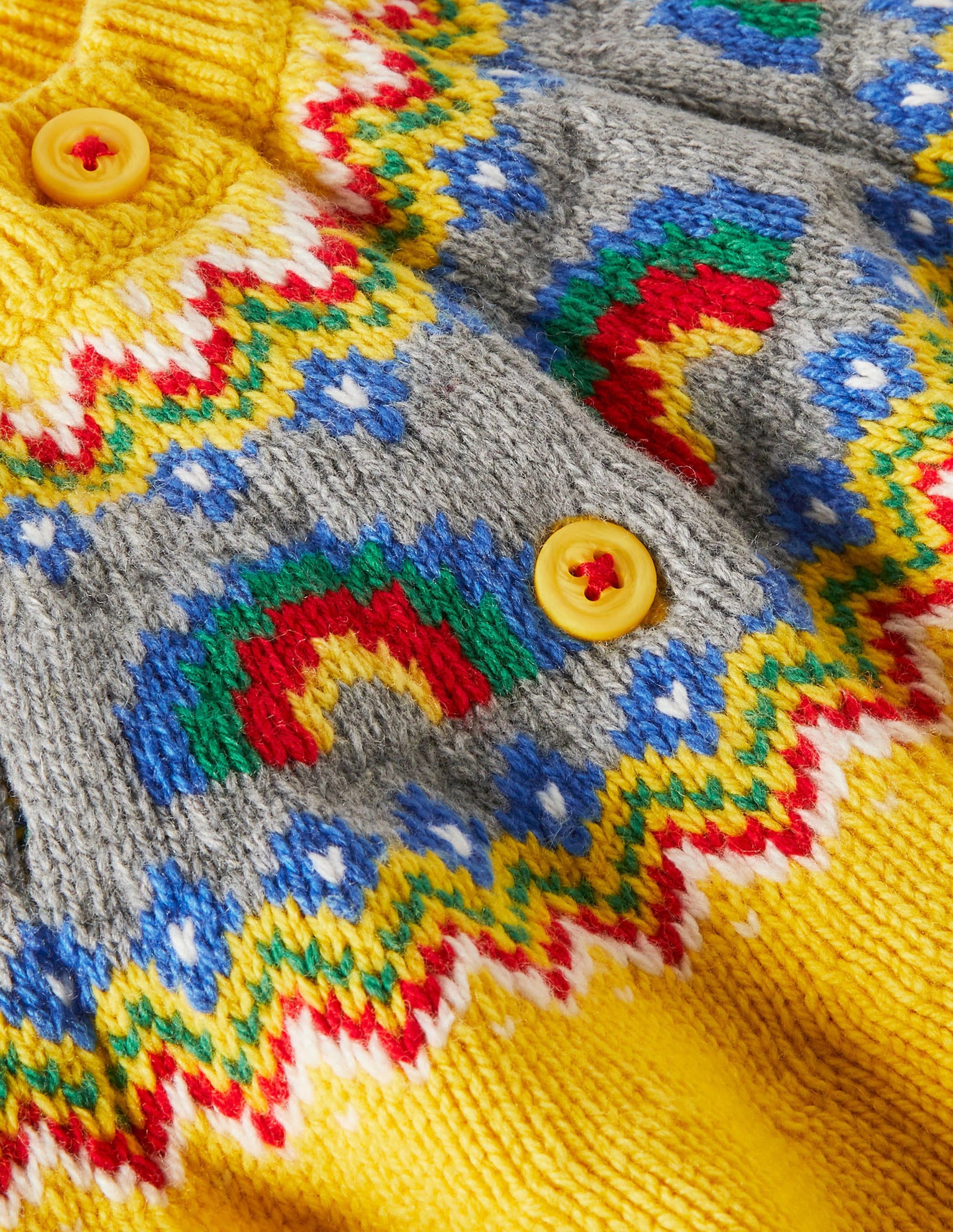 Fair Isle Cardigan-Honeycomb Yellow Rainbows-3