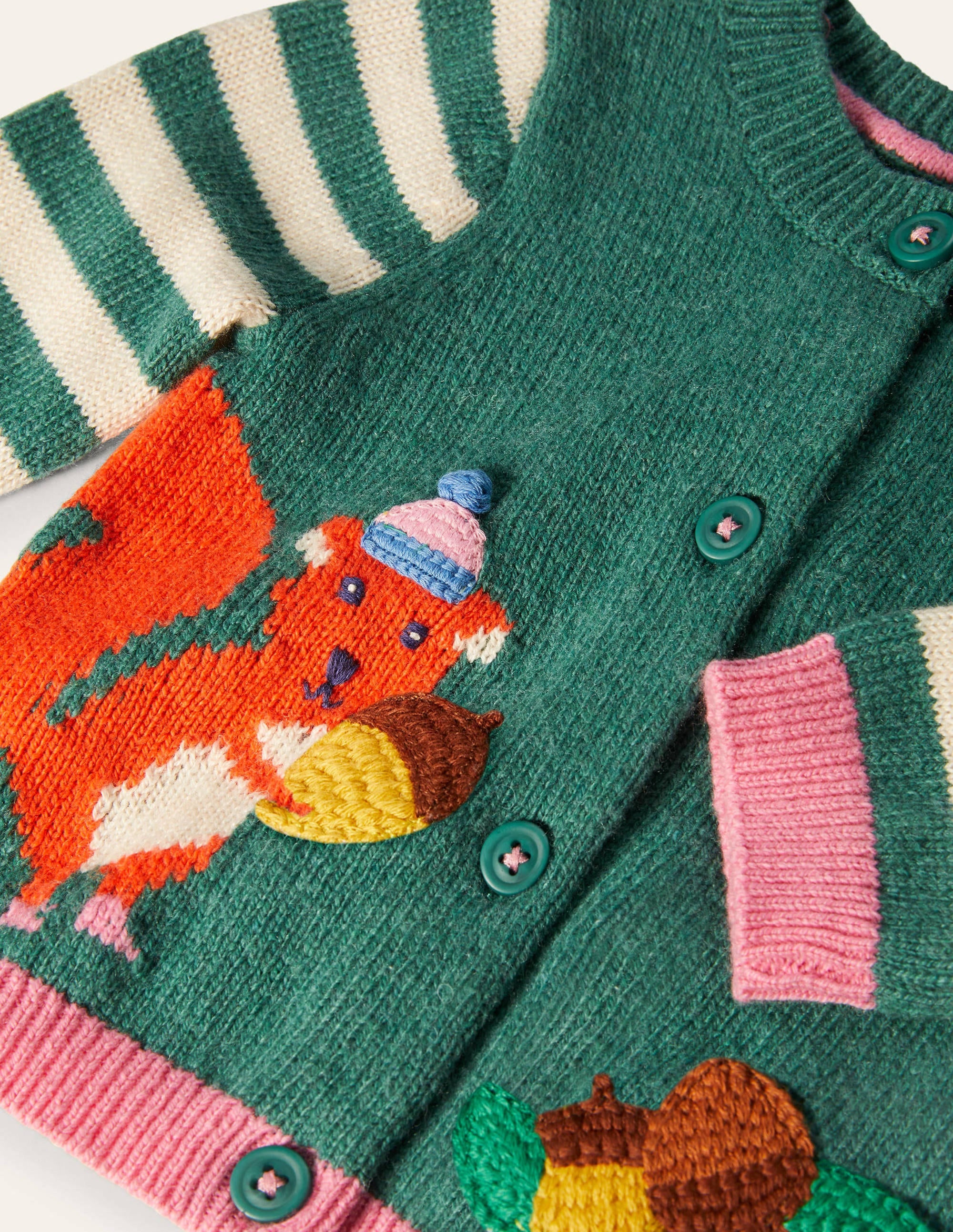 Animal Logo Cardigan-Ivory/Sardinia Green Squirrel - Image 3