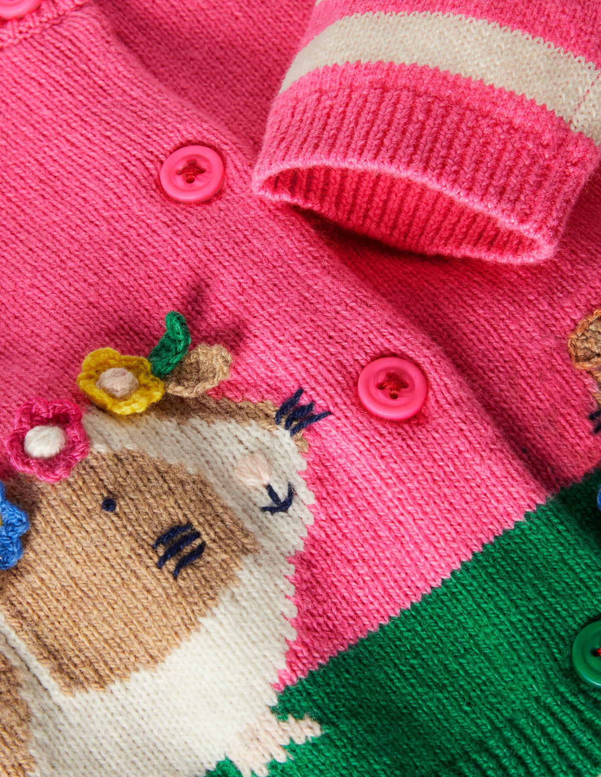 Animal Logo Cardigan-Bright Petal Pink Guinea Pigs - Image 3