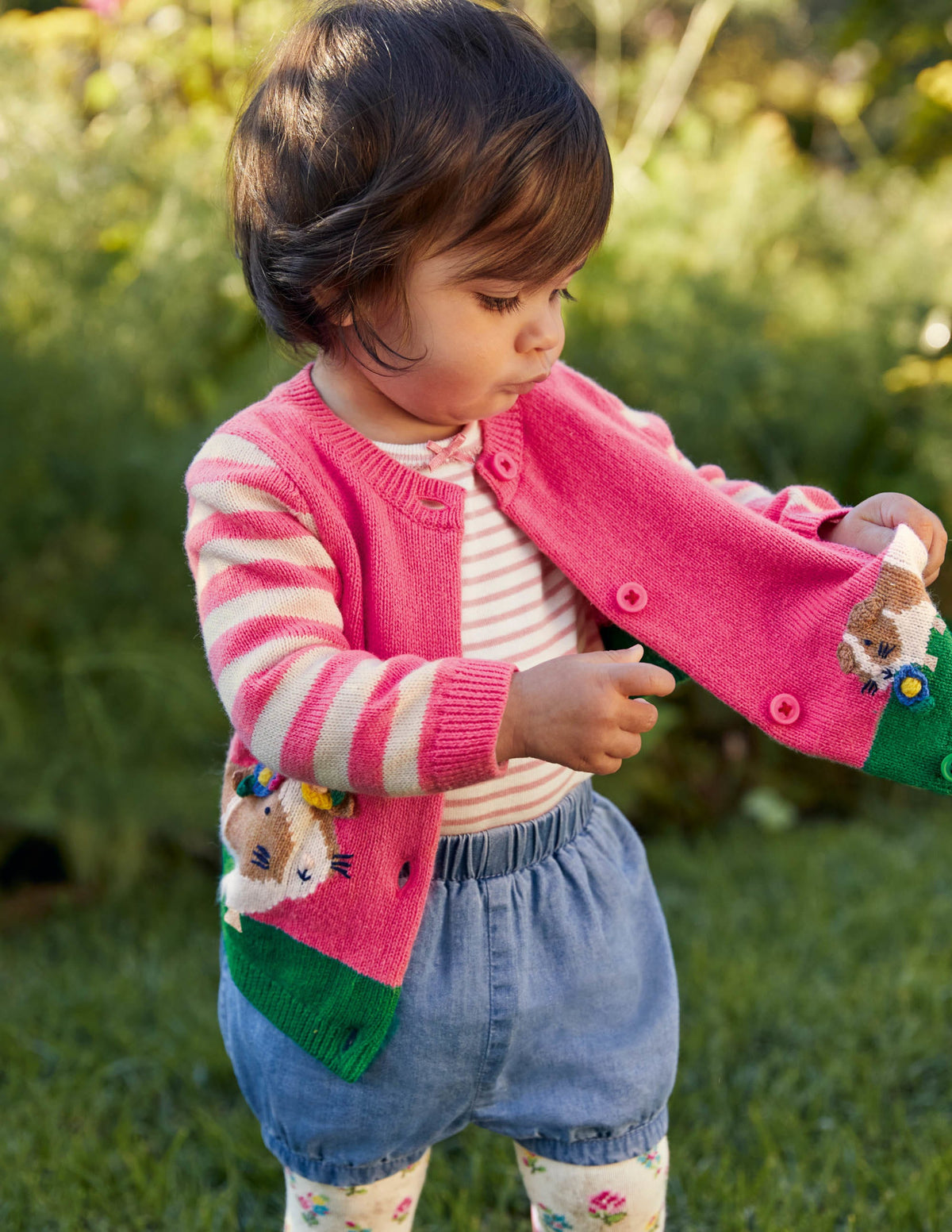 Animal Logo Cardigan-Bright Petal Pink Guinea Pigs - Image 4