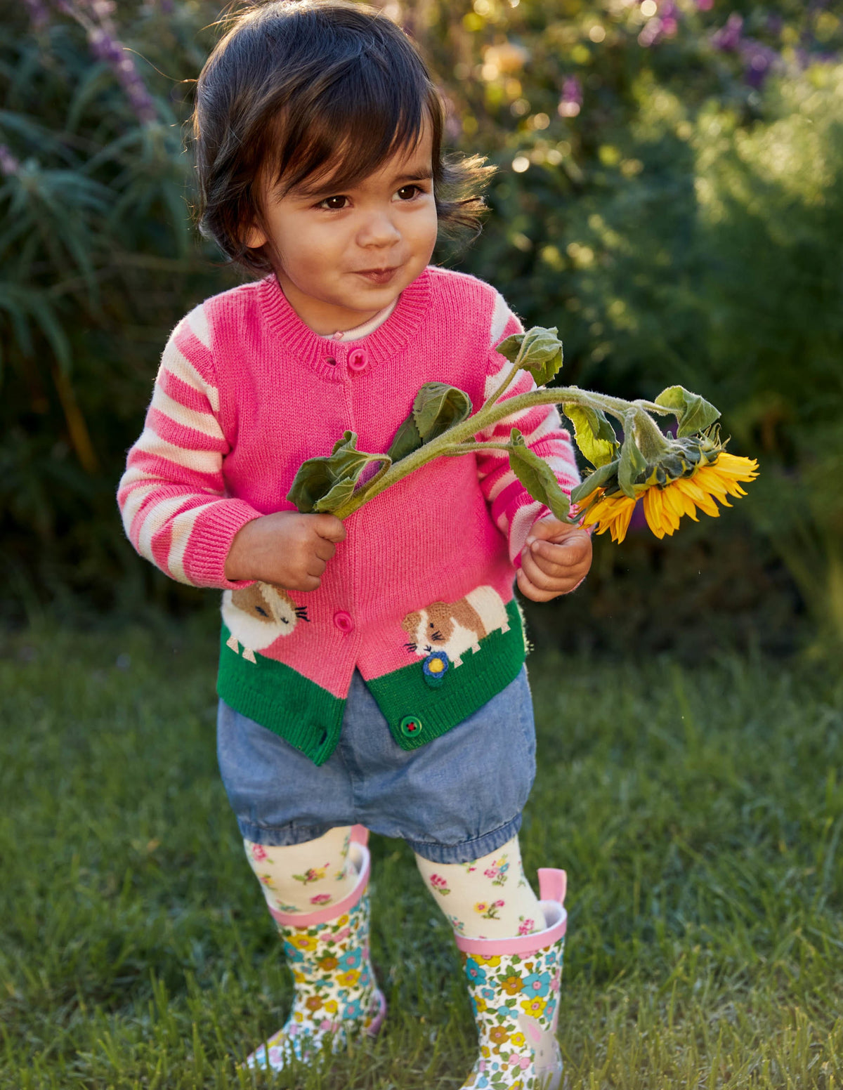 Animal Logo Cardigan-Bright Petal Pink Guinea Pigs - Image 5