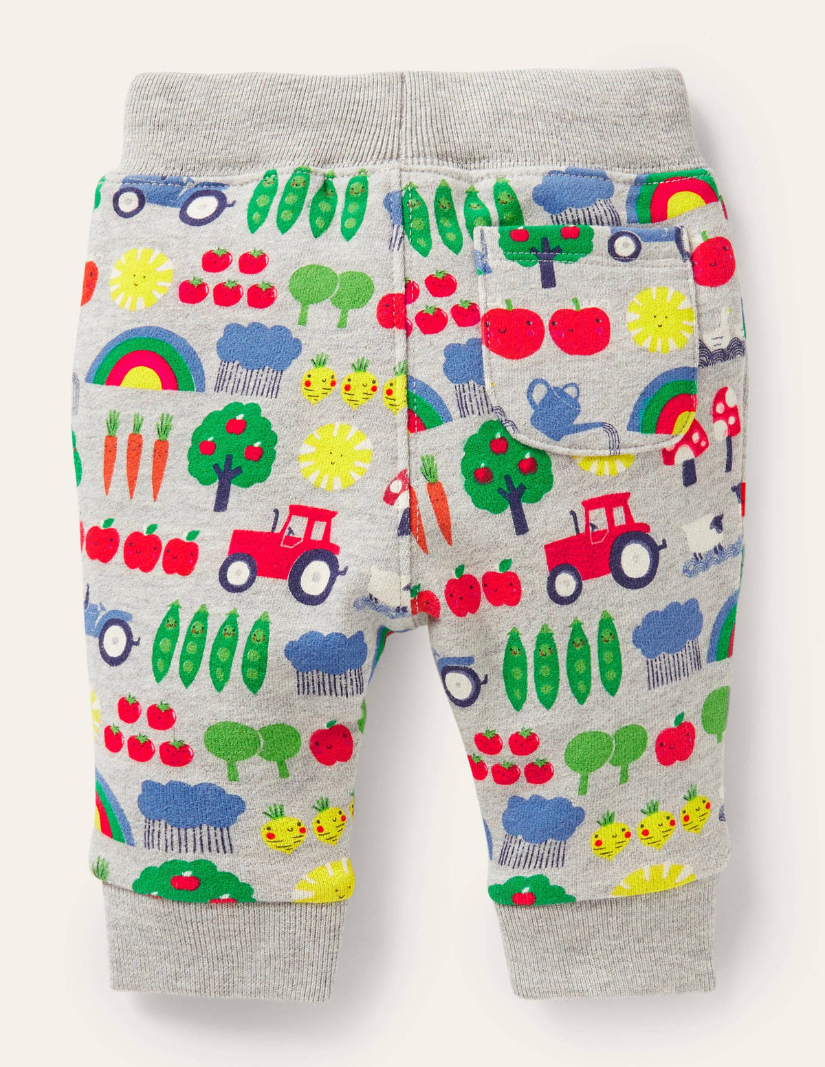 Printed Jersey Bottoms-Grey Marl Rainbow Farm - Image 2