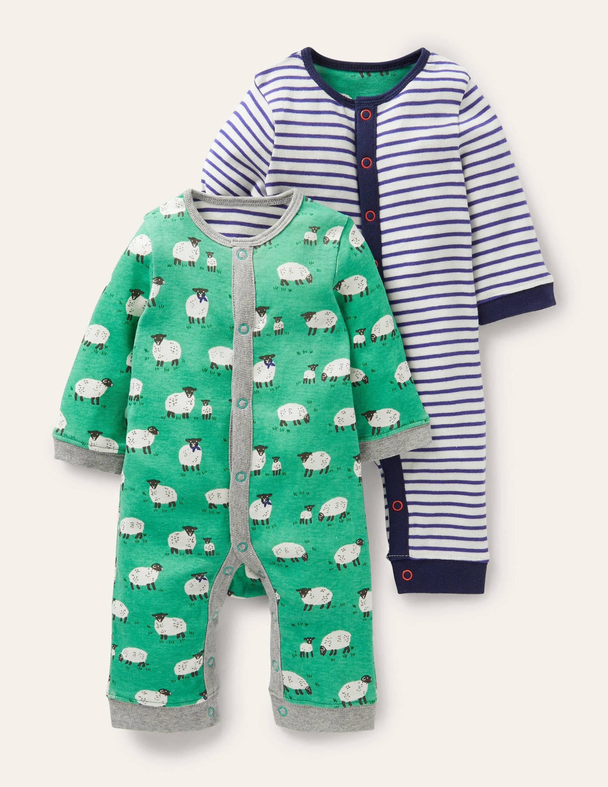 Sheep Twin Pack Rompers-Asparagus Baby Sheep - Image 1